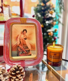 Eine seltene Venini Murano "Filigrana a Retice" Glas und Messingrahmen von Carlo Scarpa