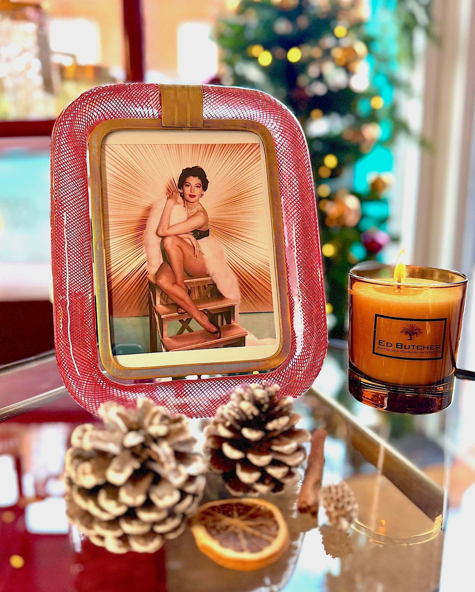 Rara cornice in vetro e ottone di Venini Murano 