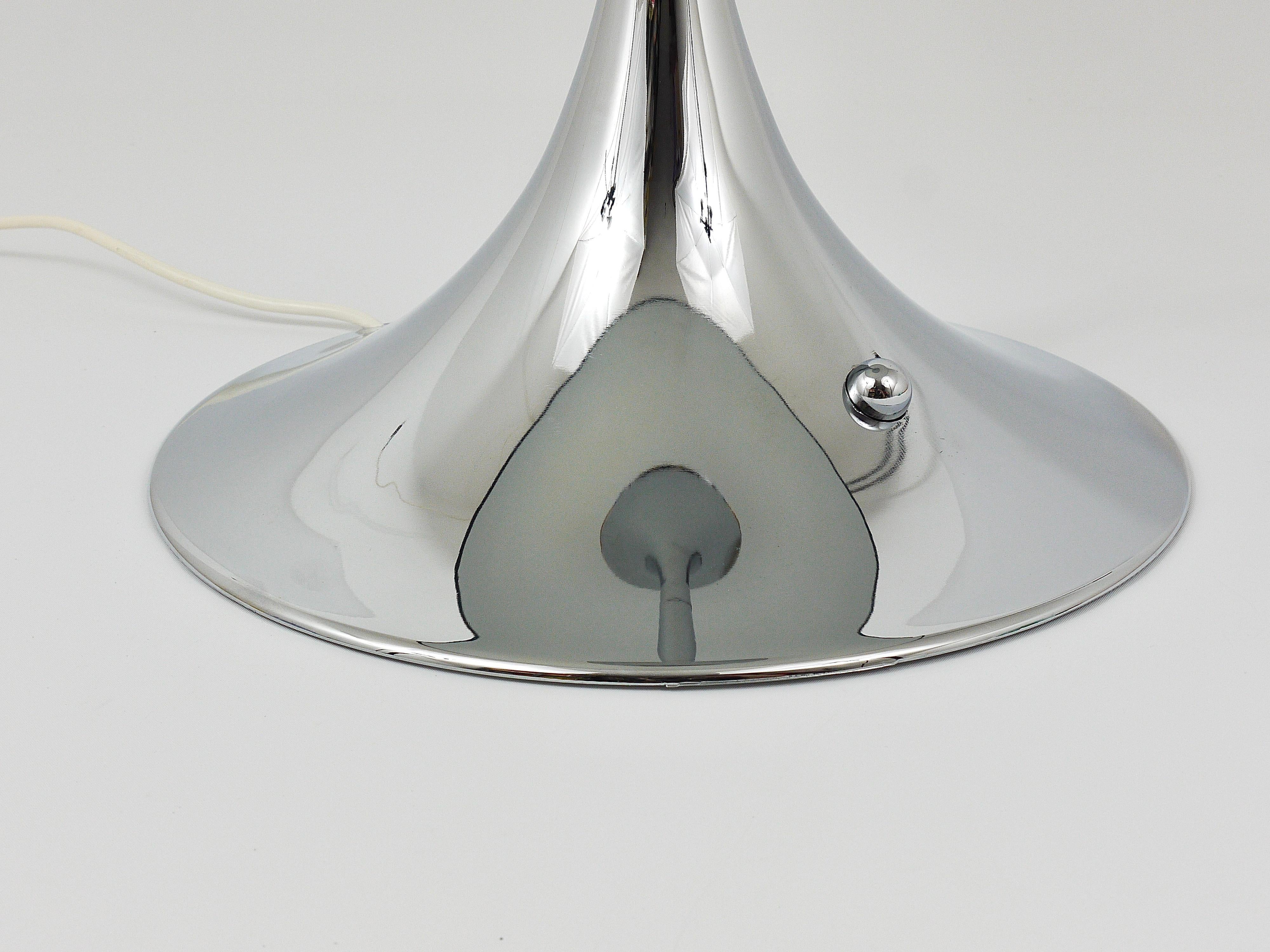 Danish Rare Verner Panton Chrome Base and Grey Shade Panthella Table Lamp For Sale