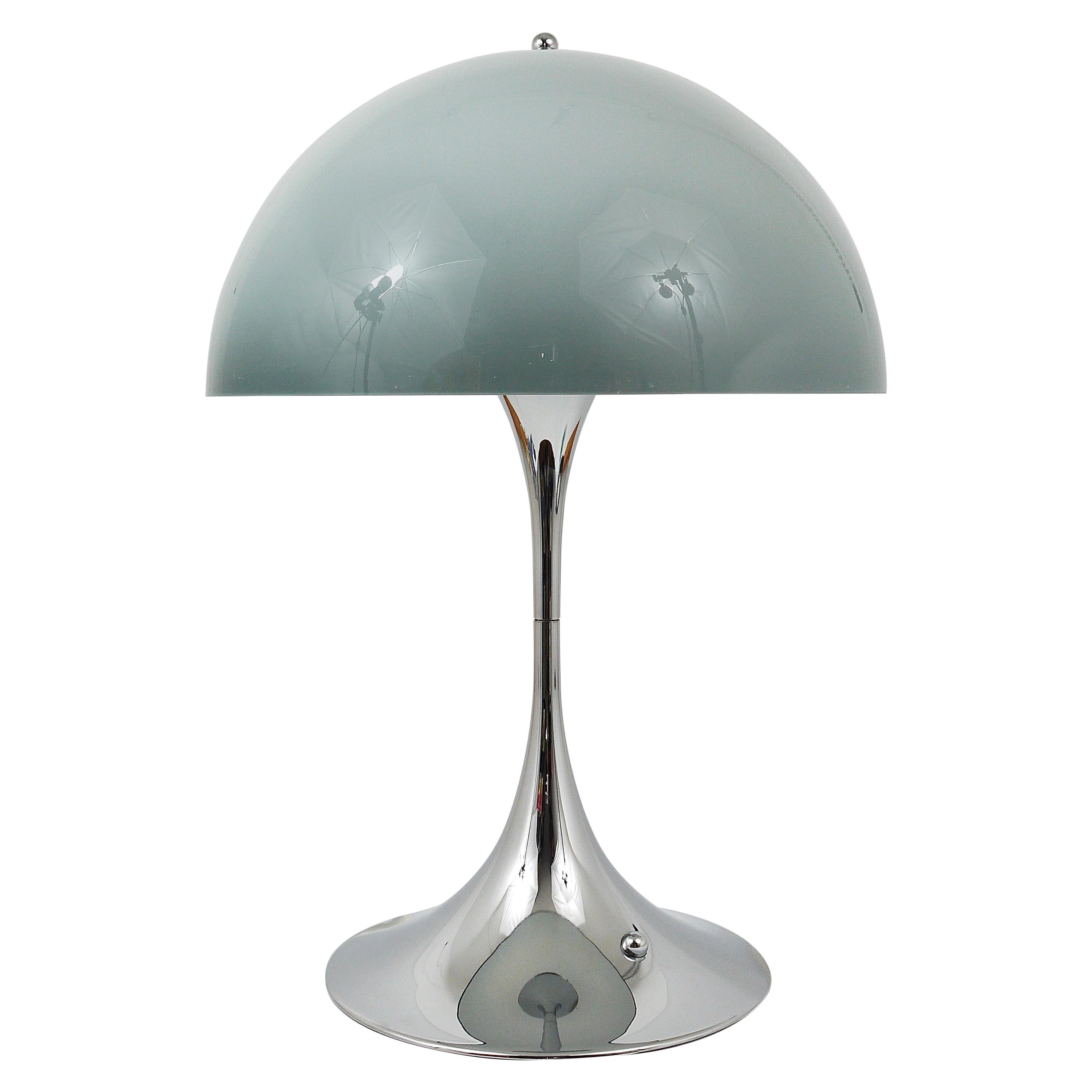 Dominerende stenografi afhængige Rare Verner Panton Chrome Base and Grey Shade Panthella Table Lamp For Sale  at 1stDibs | table lamp with grey shade