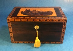 Rare Victorian Inlaid Rosewood Tunbridge Ware Tea Caddy