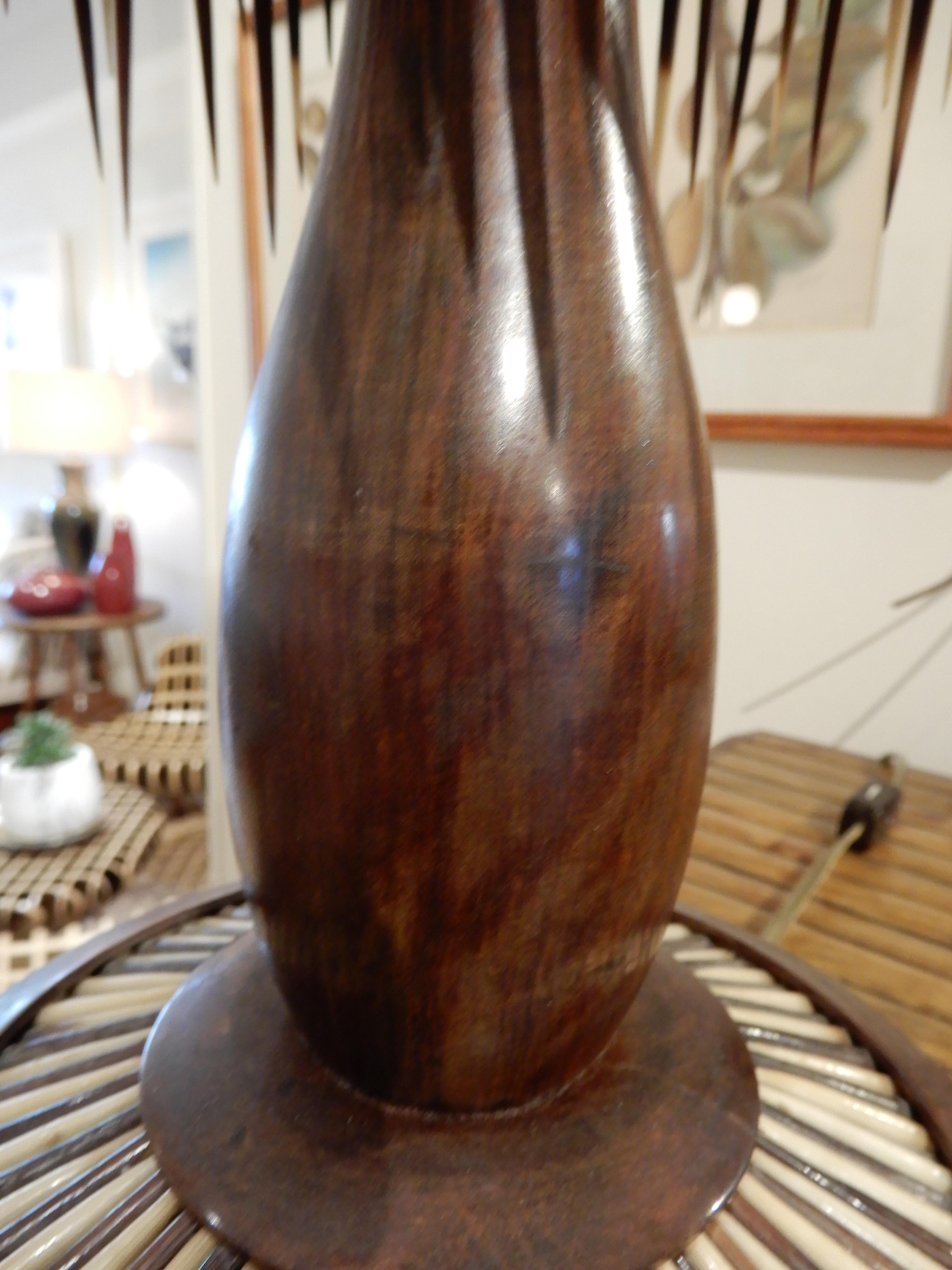 Organic Modern Rare Vintage 1930s Porcupine Quill and Walnut Wood Lamp