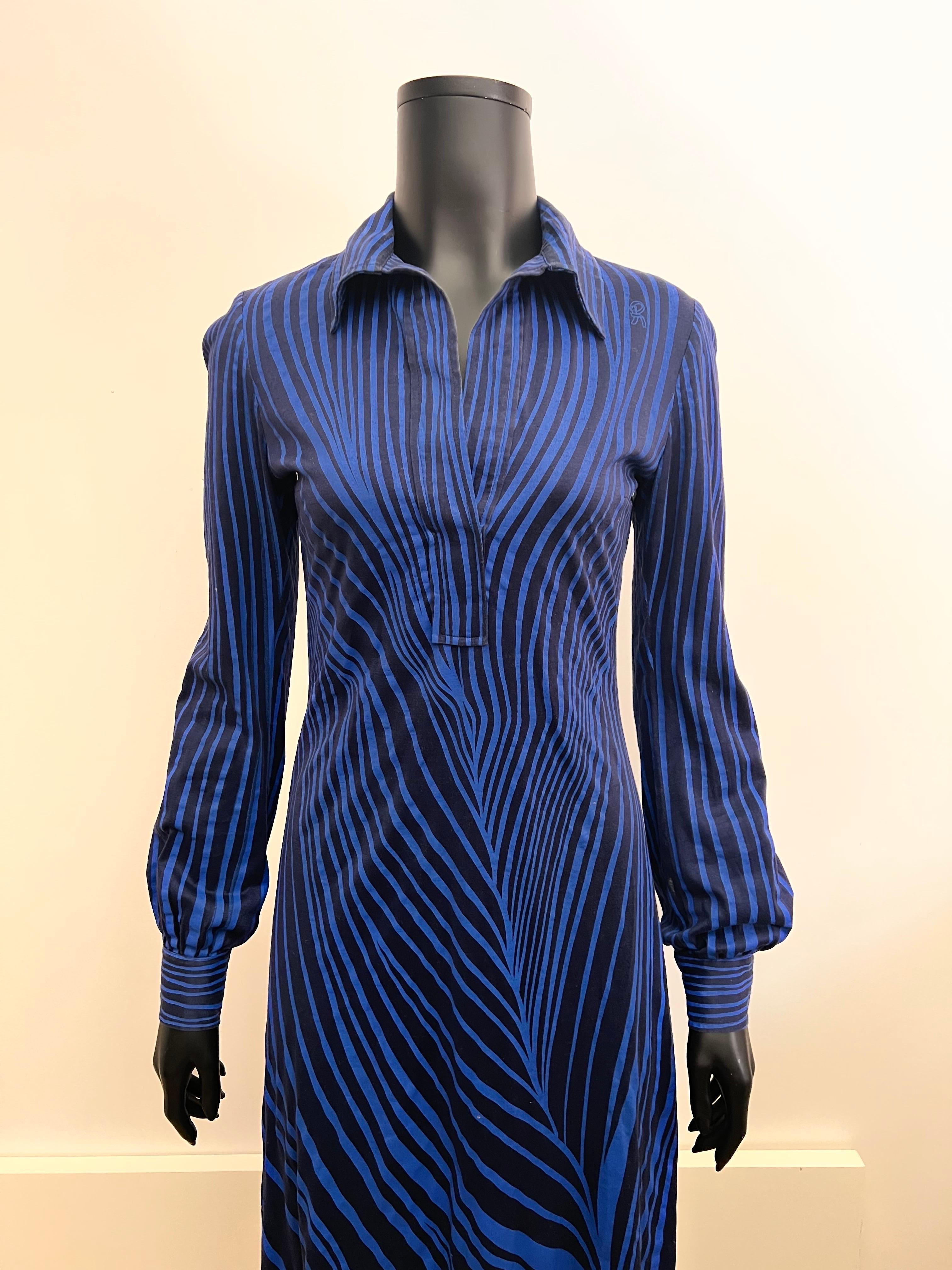 Eine seltene Vintage 1970's Roberta Di Camerino gedruckt Baumwolle Jersey Tag Kleid  im Angebot 2