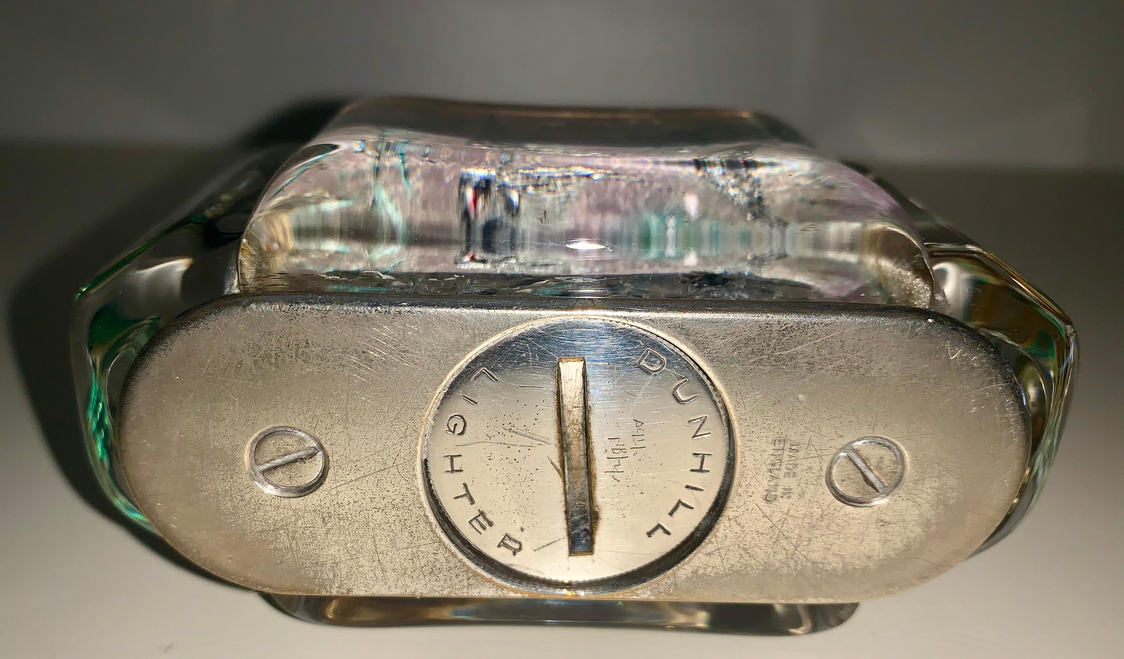 Plaqué argent Rare briquet de table aquarium Dunhill demi-grand, vers 1950 en vente