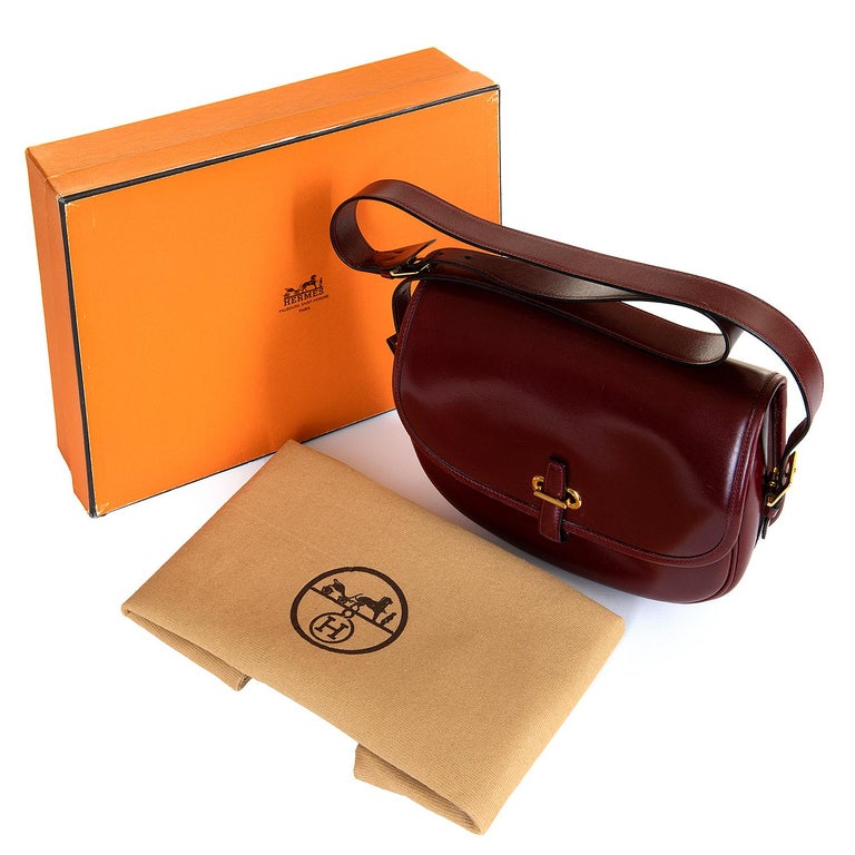 A Rare Vintage Hermes 'Balle de Golf' Box Calfskin Shoulder Bag at