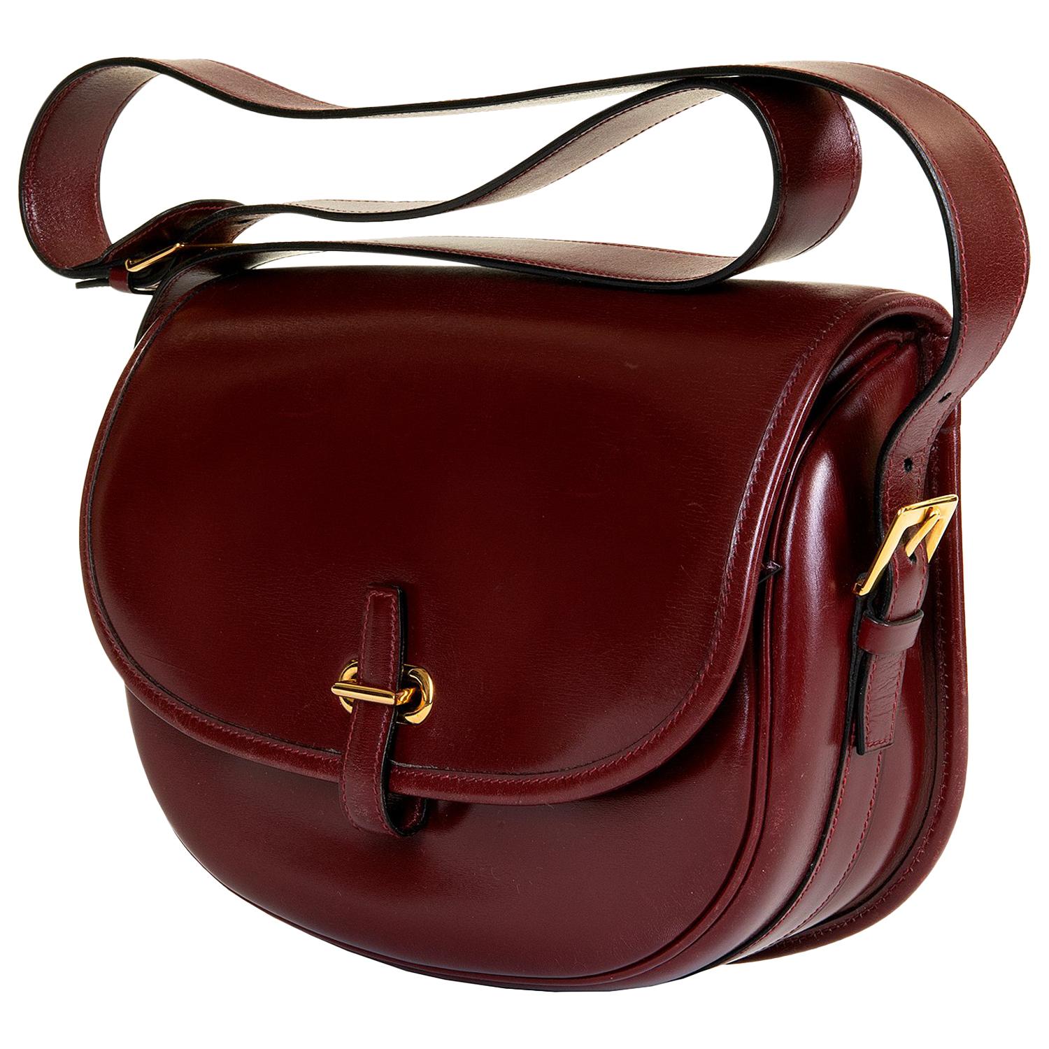 A Rare Vintage Hermes 'Balle de Golf' Box Calfskin Shoulder Bag