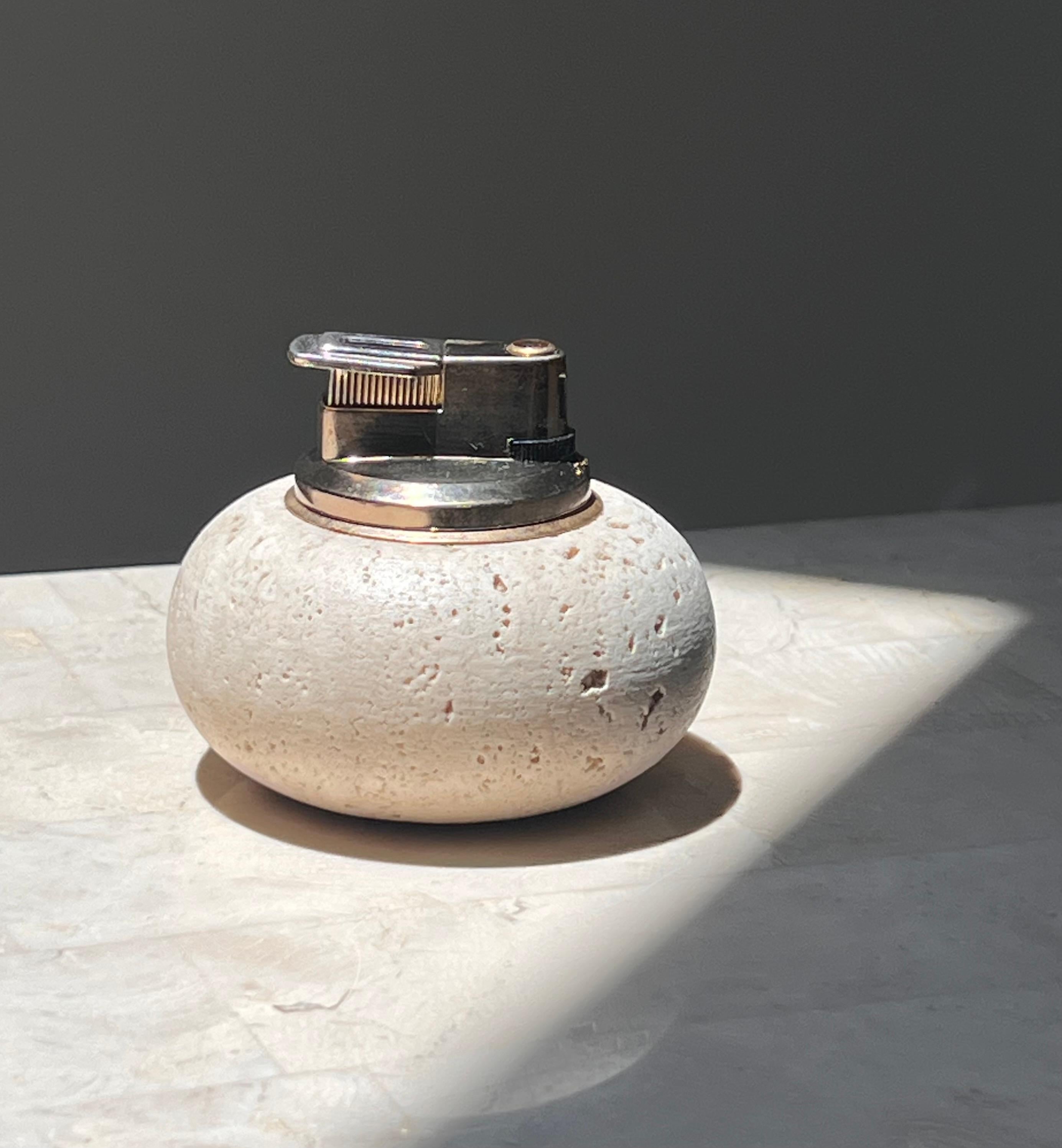 Un raro accendino d'epoca in travertino italiano, Cerri Nestore, circa 1970 in vendita 1
