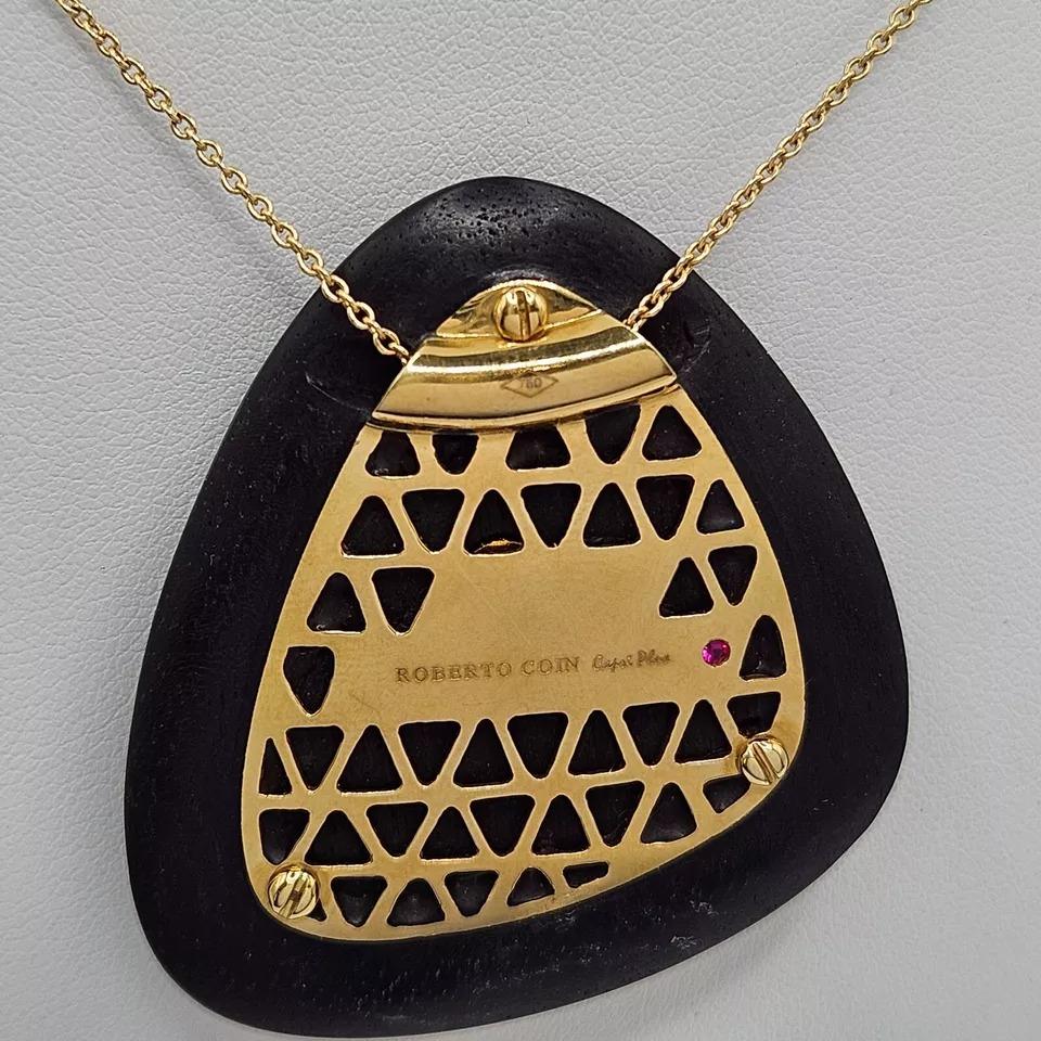 A Rare Vintage Roberto Coin Diamond & Ebony 18ct Gold & Wood Capri Plus Necklace 2