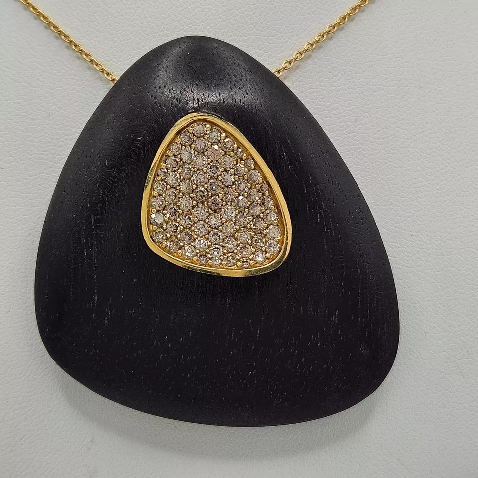 A Rare Vintage Roberto Coin Diamond & Ebony 18ct Gold & Wood Capri Plus Necklace 3