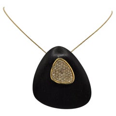 A Rare Vintage Roberto Coin Diamond & Ebony 18ct Gold & Wood Capri Plus Necklace
