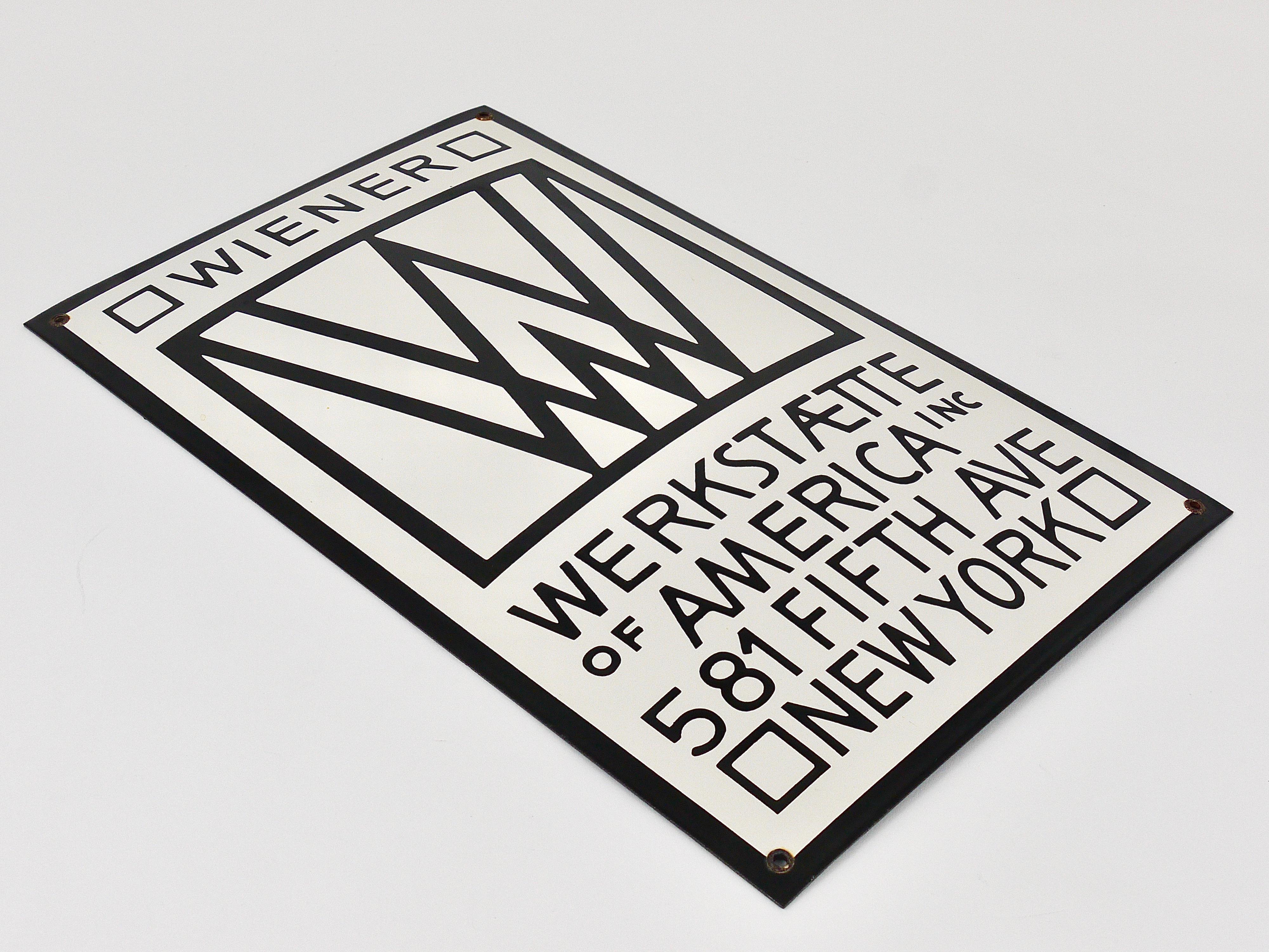 Austrian Rare Wiener Werkstaette of America Inc New York Enameled Advertising Sign
