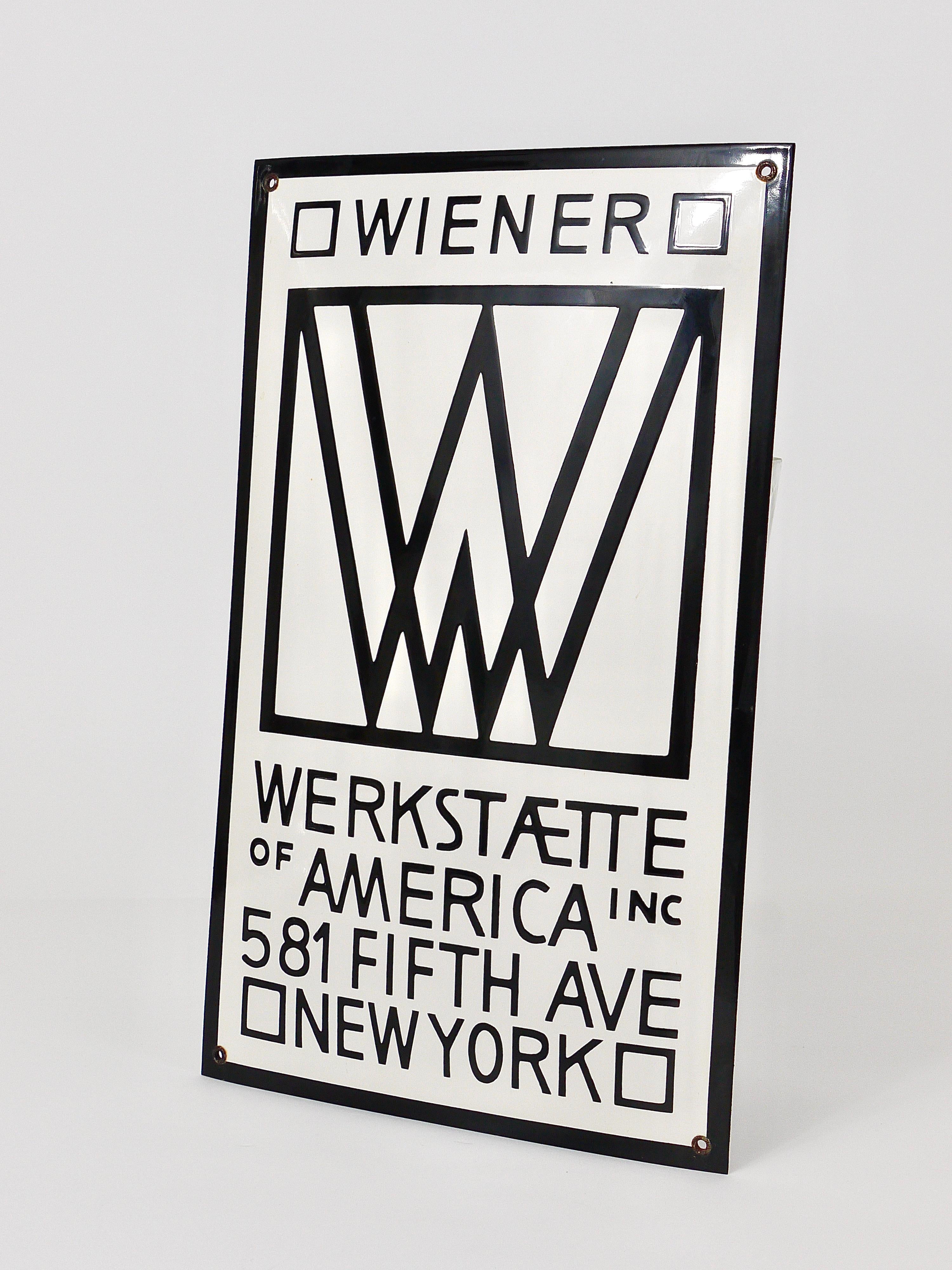 Early 20th Century Rare Wiener Werkstaette of America Inc New York Enameled Advertising Sign