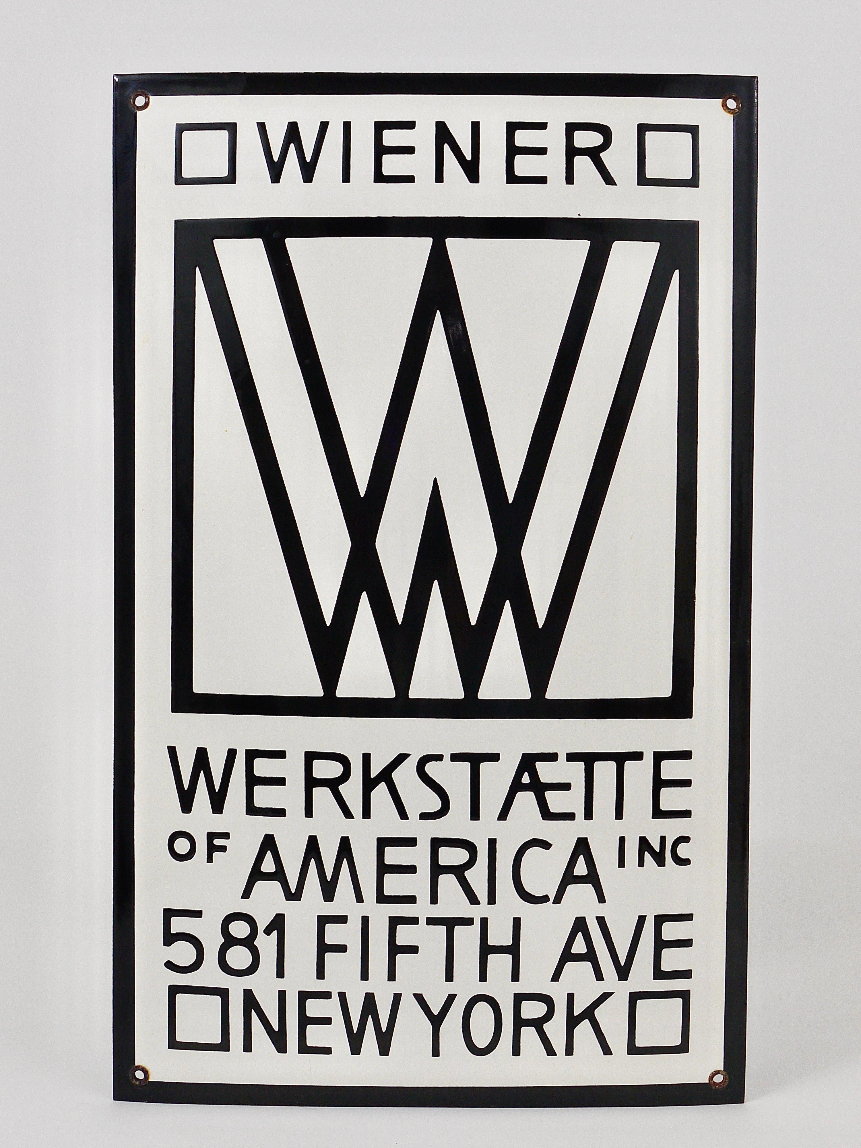Metal Rare Wiener Werkstaette of America Inc New York Enameled Advertising Sign