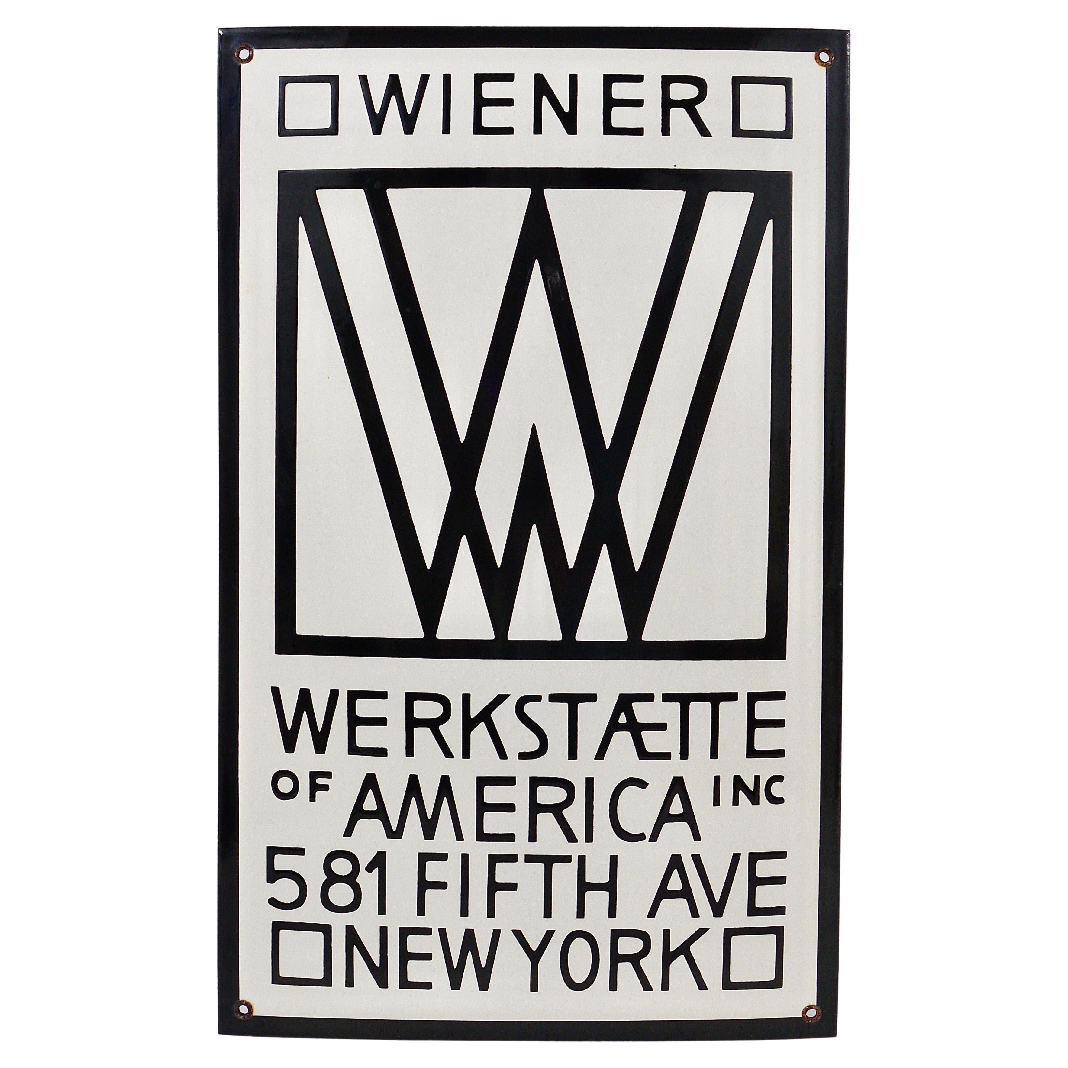 Rare Wiener Werkstaette of America Inc New York Enameled Advertising Sign