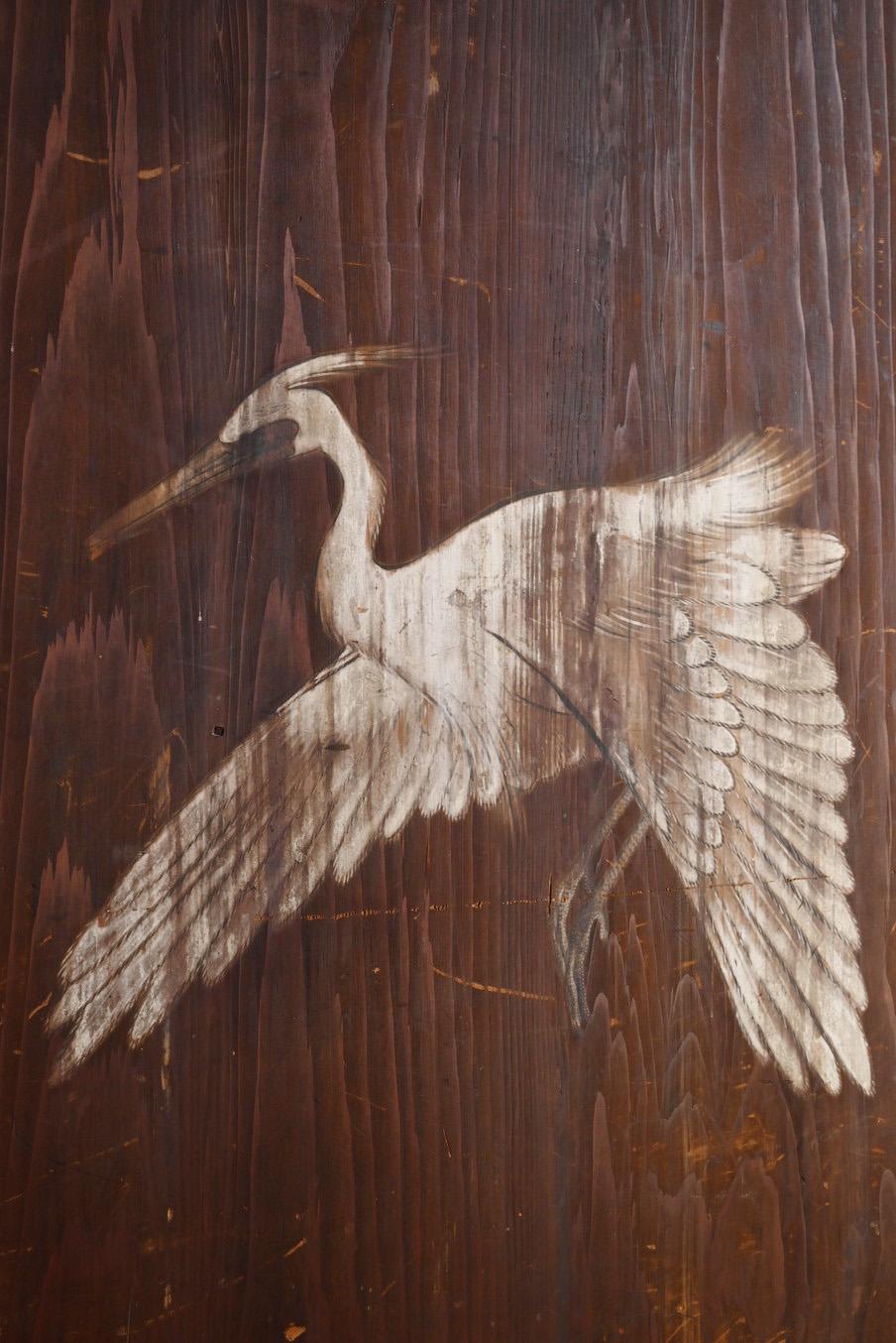 Una rara puerta corredera de madera con pinturas japonesas/1800-1920/Edo-Meiji en venta 6