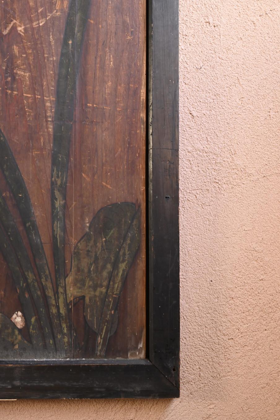 Una rara puerta corredera de madera con pinturas japonesas/1800-1920/Edo-Meiji en venta 11