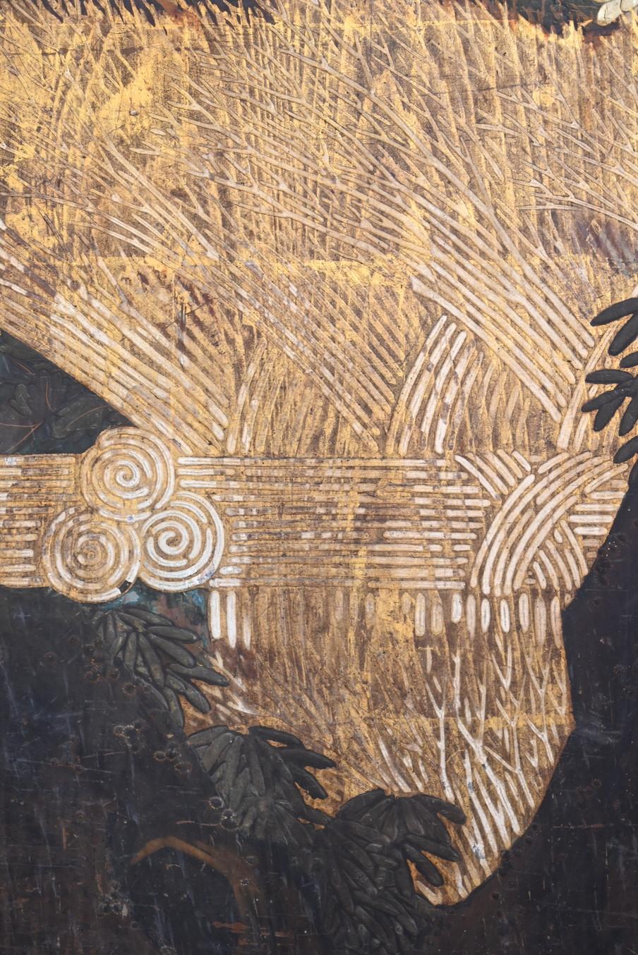 Una rara puerta corredera de madera con pinturas japonesas/1800-1920/Edo-Meiji en venta 2