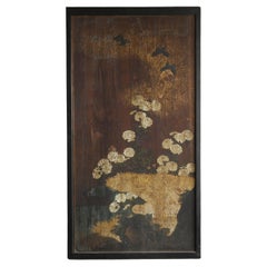 Una rara porta scorrevole in legno con dipinti giapponesi/1800-1920/Edo-Meiji