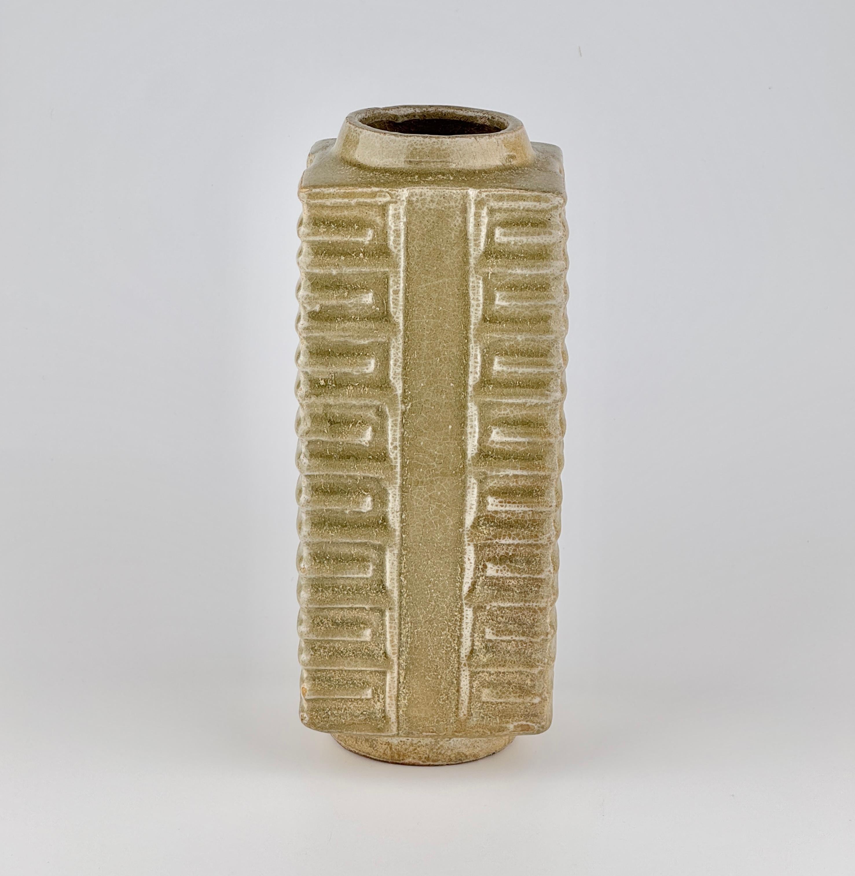 A Rare Yue Celadon Cong-Shaped Vase, Western Jin Dynasty(3-5th C) For Sale 11