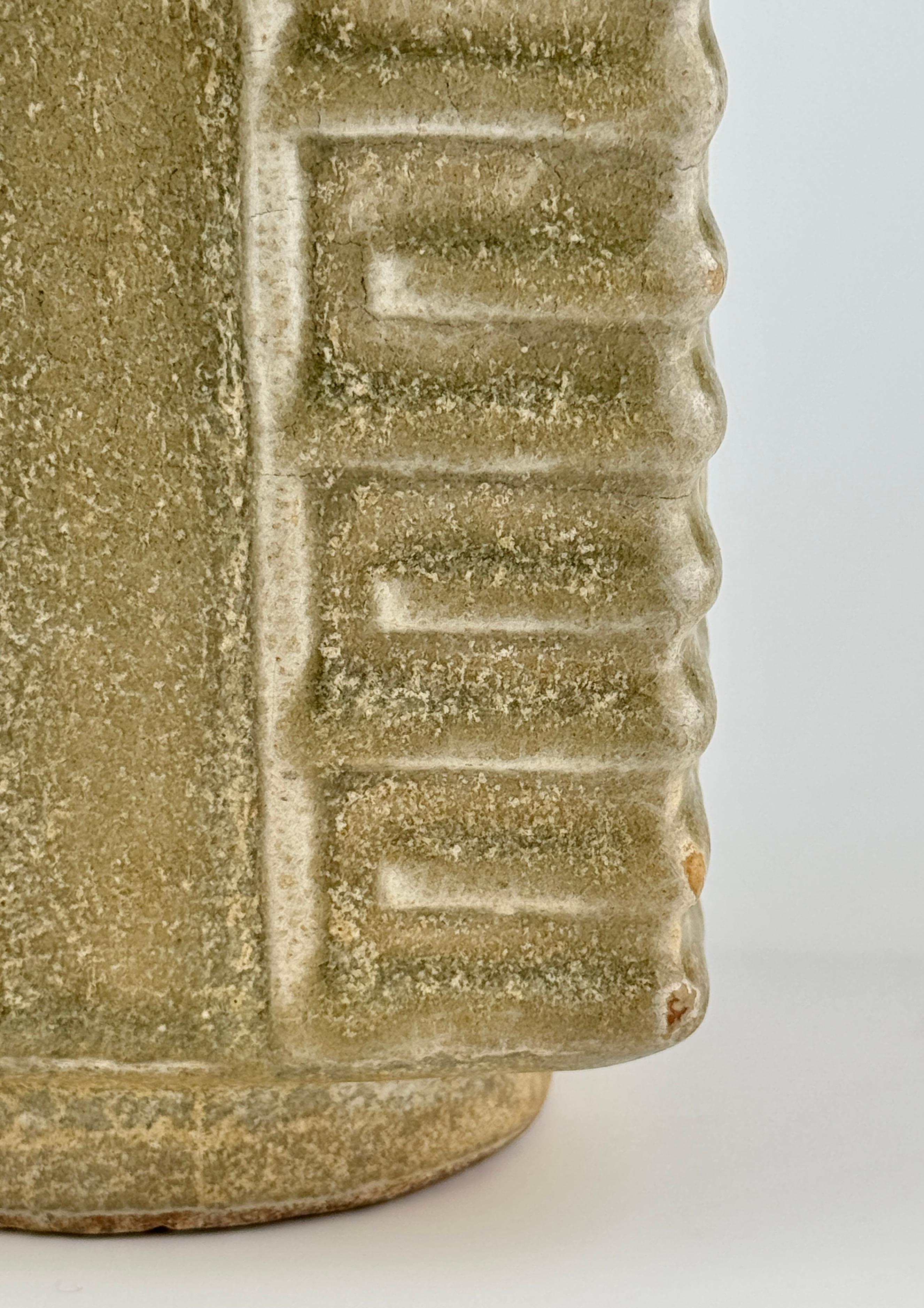 A Rare Yue Celadon Cong-Shaped Vase, Western Jin Dynasty(3-5th C) For Sale 3