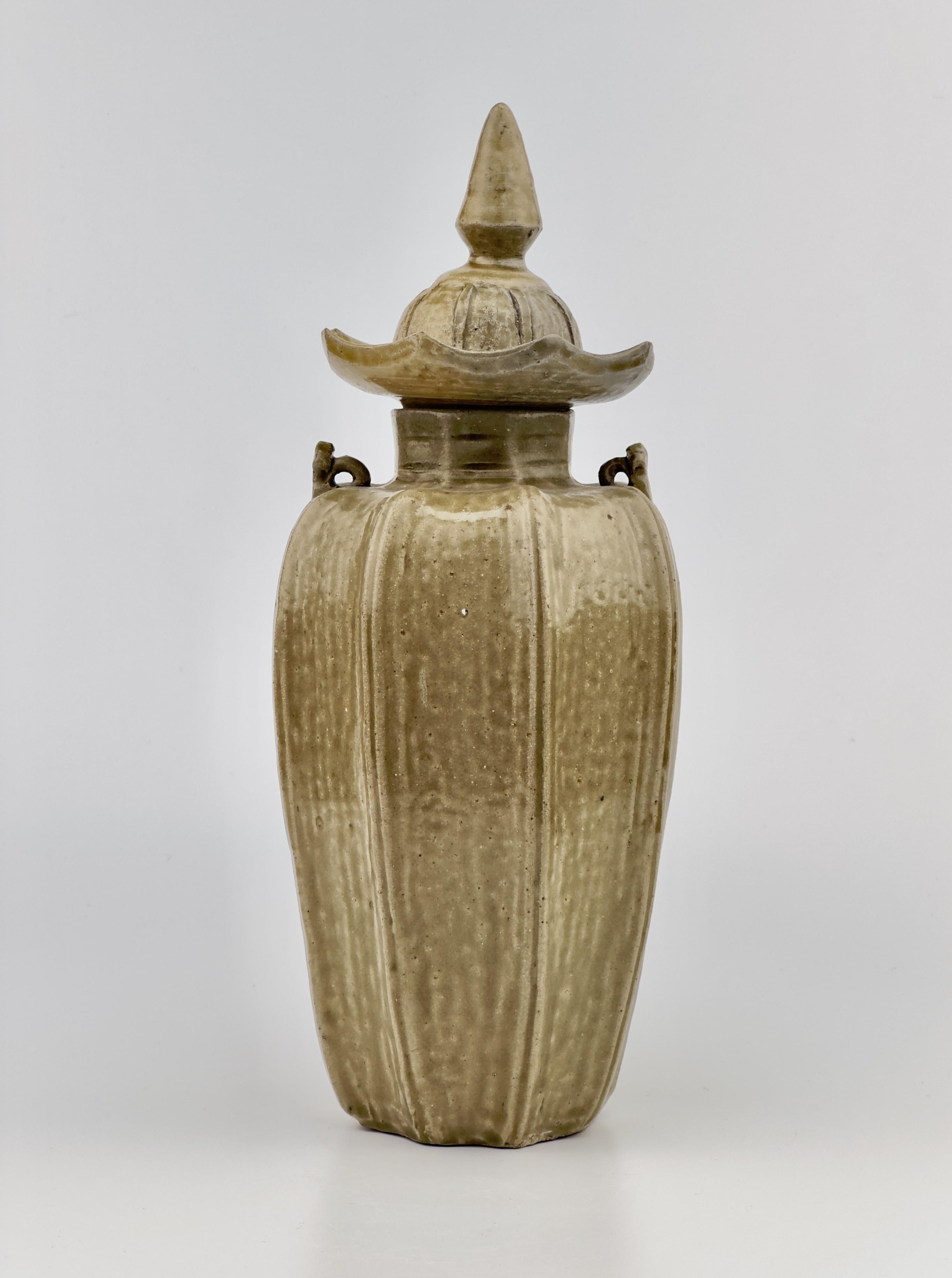 Han A Rare 'Yue' Celadon Glazed Octagonal Vase, Western Jin Dynasty (266 - 316 AD) For Sale