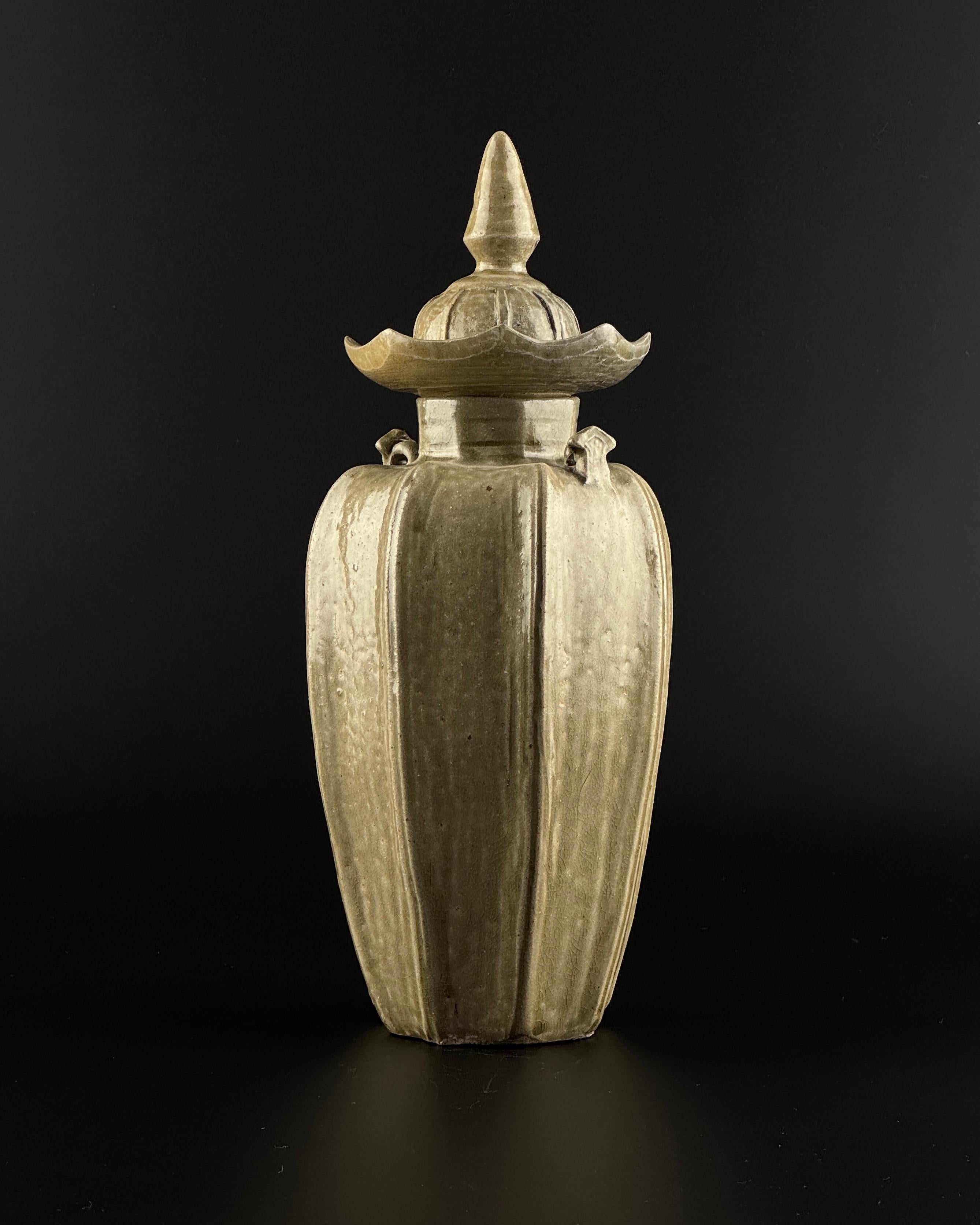 Han A Rare 'Yue' Celadon Glazed Octagonal Vase, Western Jin Dynasty (266 - 316 AD) For Sale