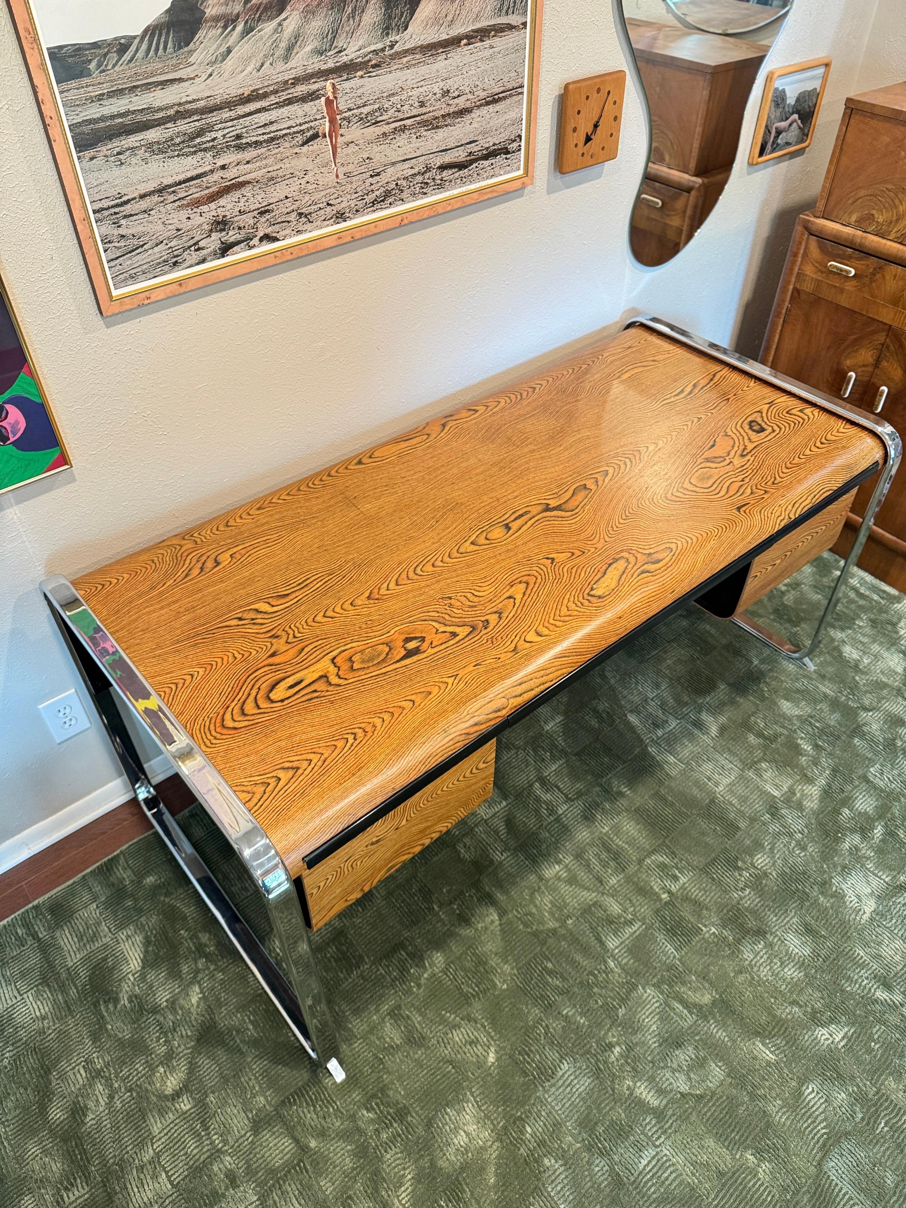 A rare zebra wood desk designed by Peter Protzmann for Herman Miller, 1970s 4