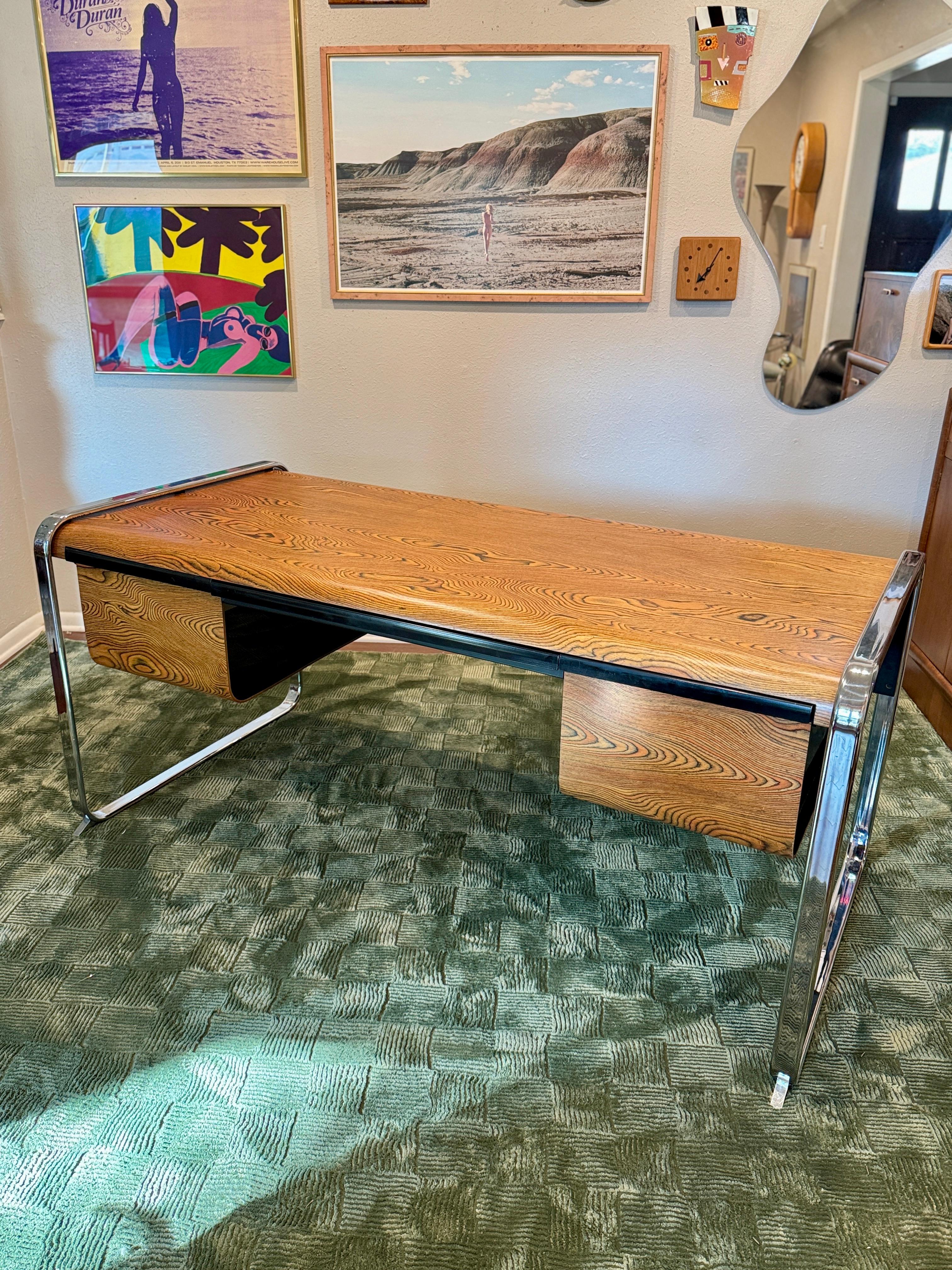 A rare zebra wood desk designed by Peter Protzmann for Herman Miller, 1970s 10