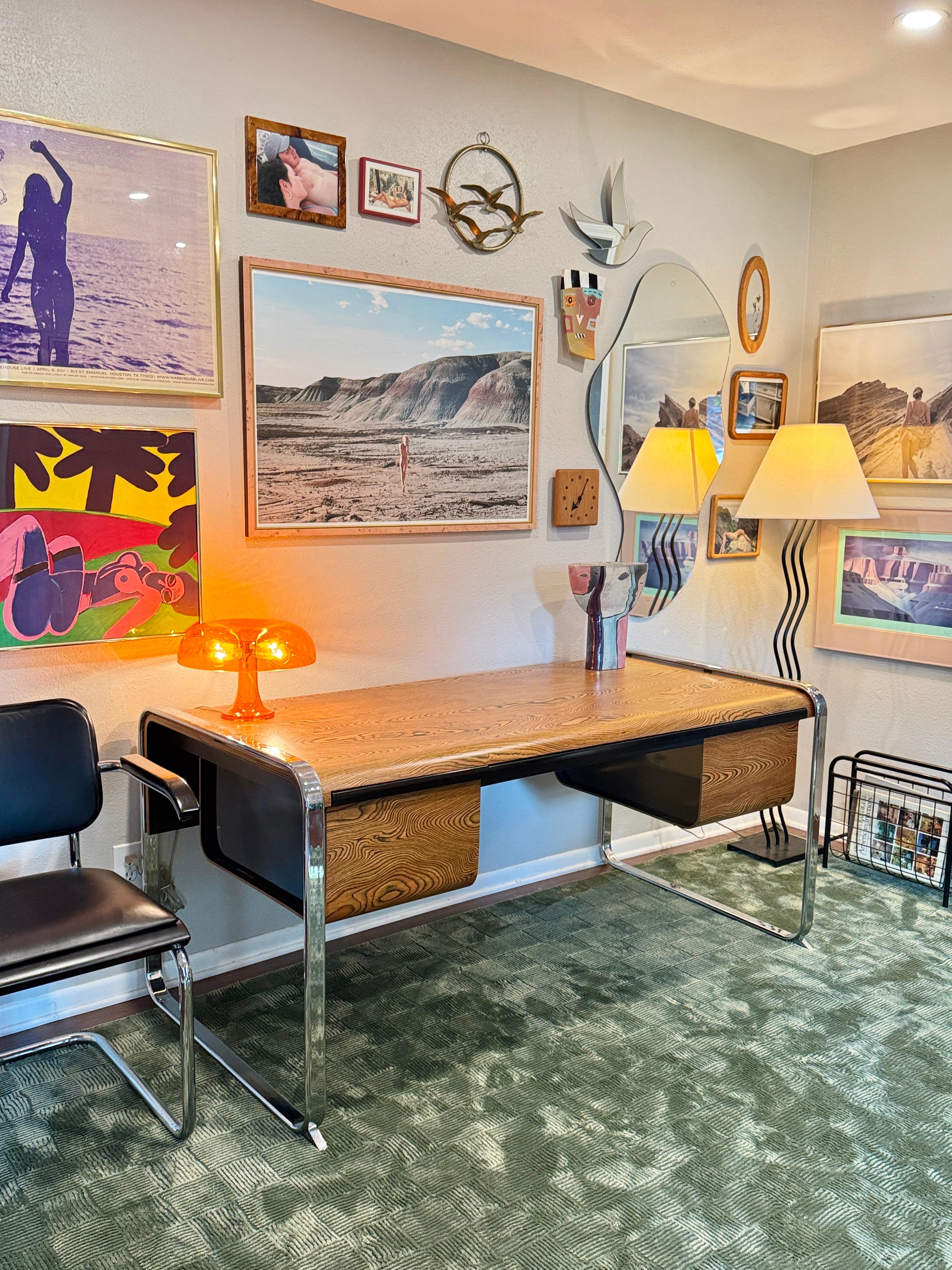 A rare zebra wood desk designed by Peter Protzmann for Herman Miller, 1970s 12