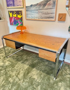 A rare zebra wood desk designed by Peter Protzmann for Herman Miller, 1970s