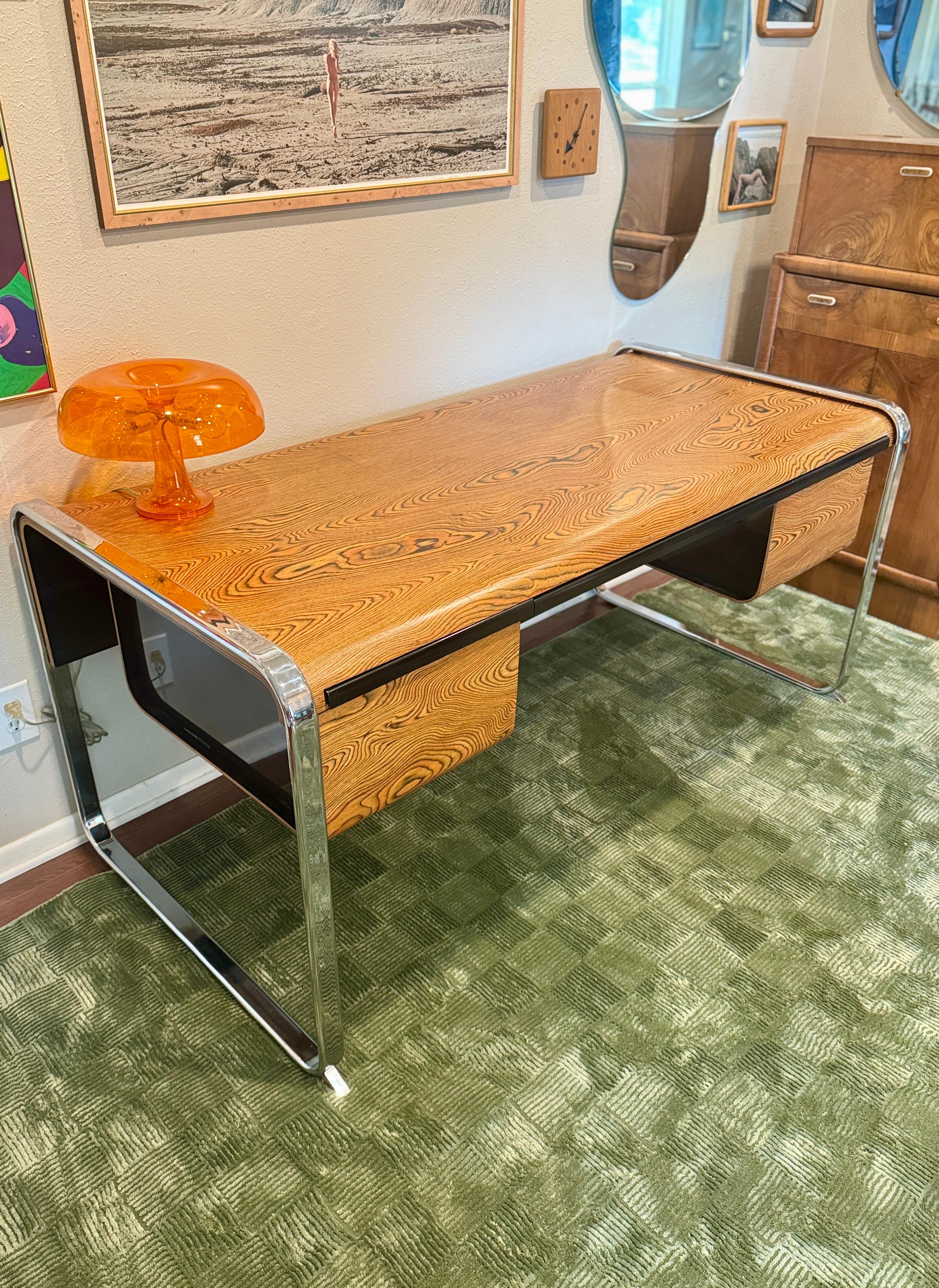 Mid-Century Modern A rare zebra wood desk designed by Peter Protzmann for Herman Miller, 1970s