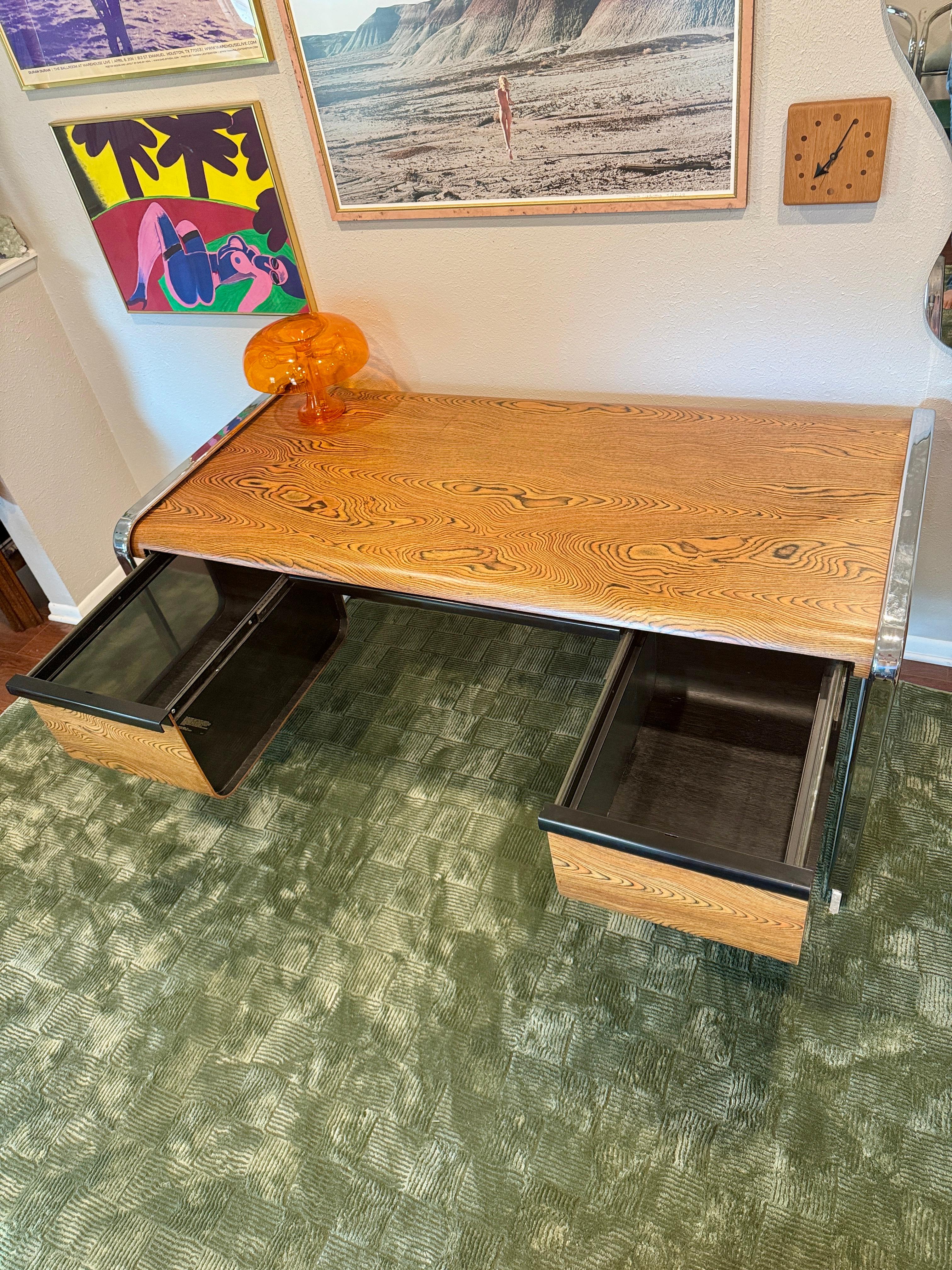 Wood A rare zebra wood desk designed by Peter Protzmann for Herman Miller, 1970s