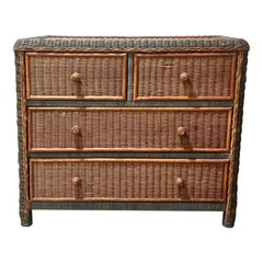 Commode en rotin vers 1950