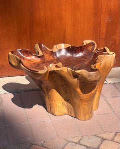 A raw root wood side table with oyster edge, 20th century