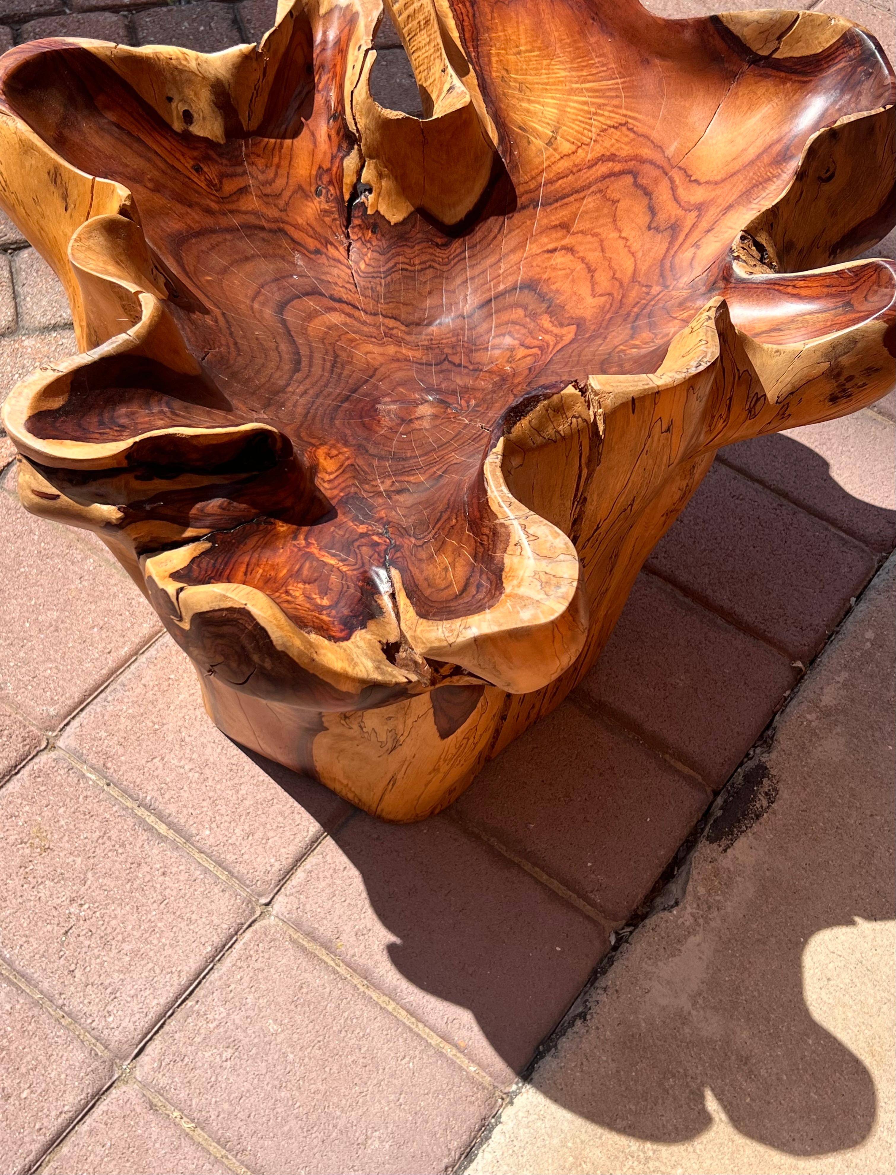Wood A raw root wood side table with oyster edge, 20th century For Sale