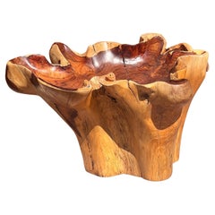 A raw root wood side table with oyster edge, 20th century