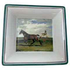 Used A. Raynaud Limoges Trinket Dish Ashtray Catchall with Equestrian Design