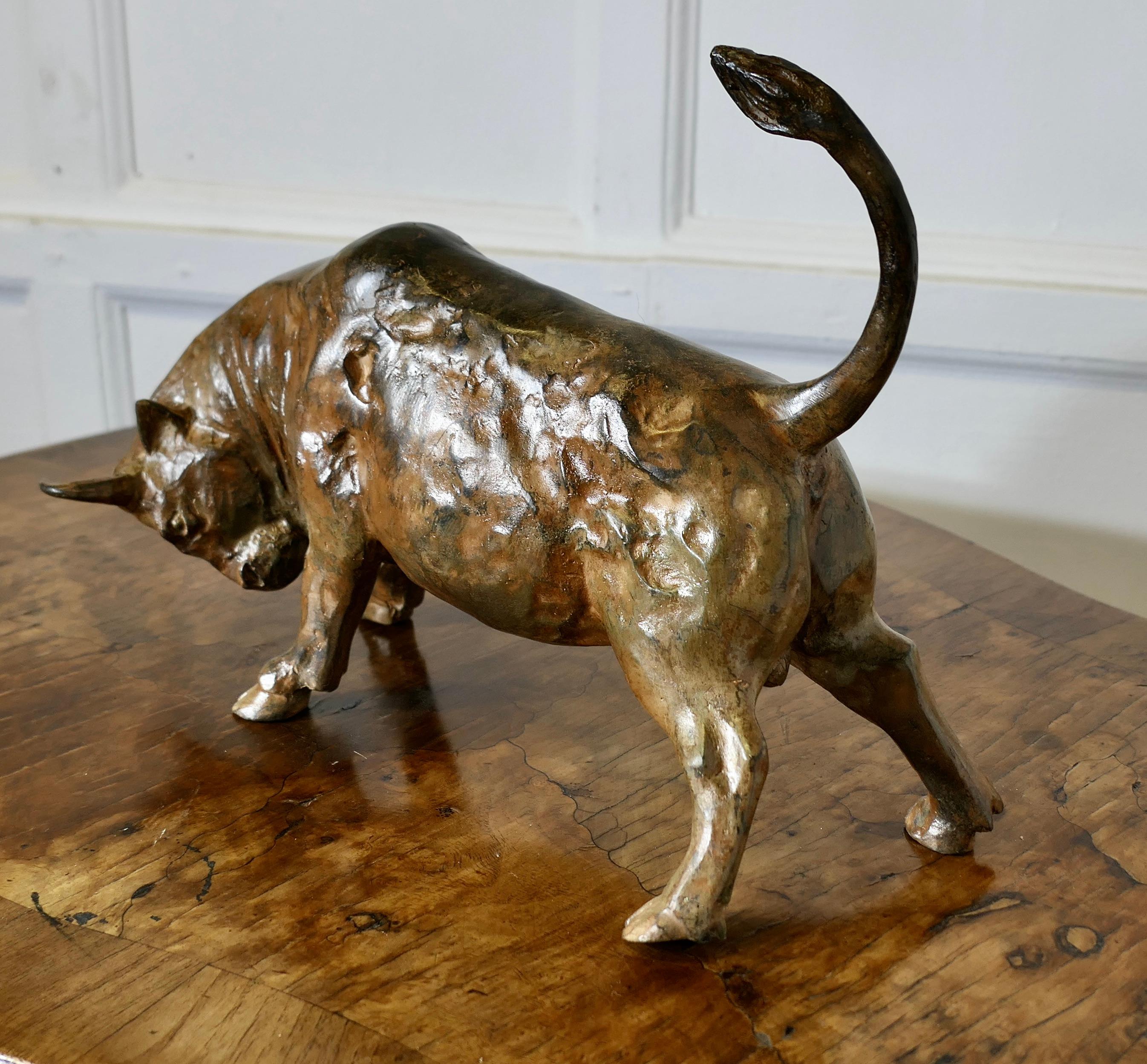 A  Really Beautiful Bronze of a Charging Bull by Pierre Chenet In Good Condition In Godshill, Isle of Wight