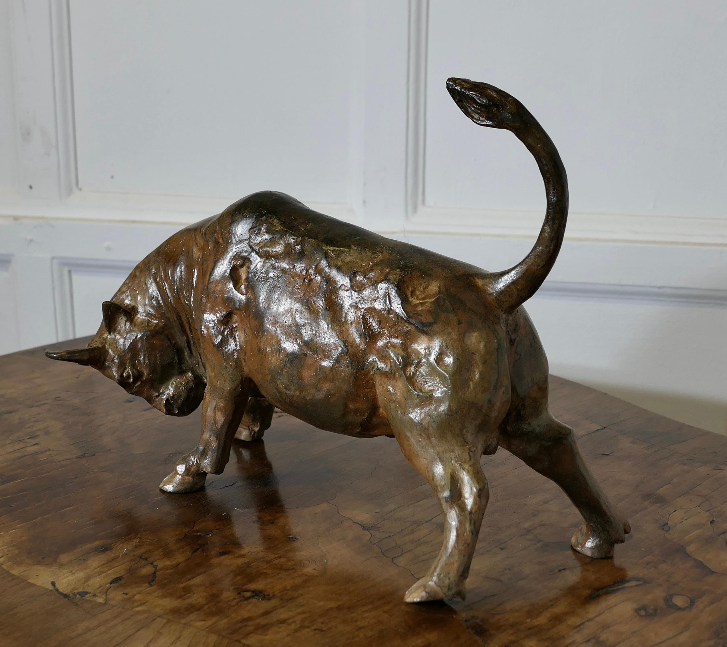 Late 20th Century A  Really Beautiful Bronze of a Charging Bull by Pierre Chenet