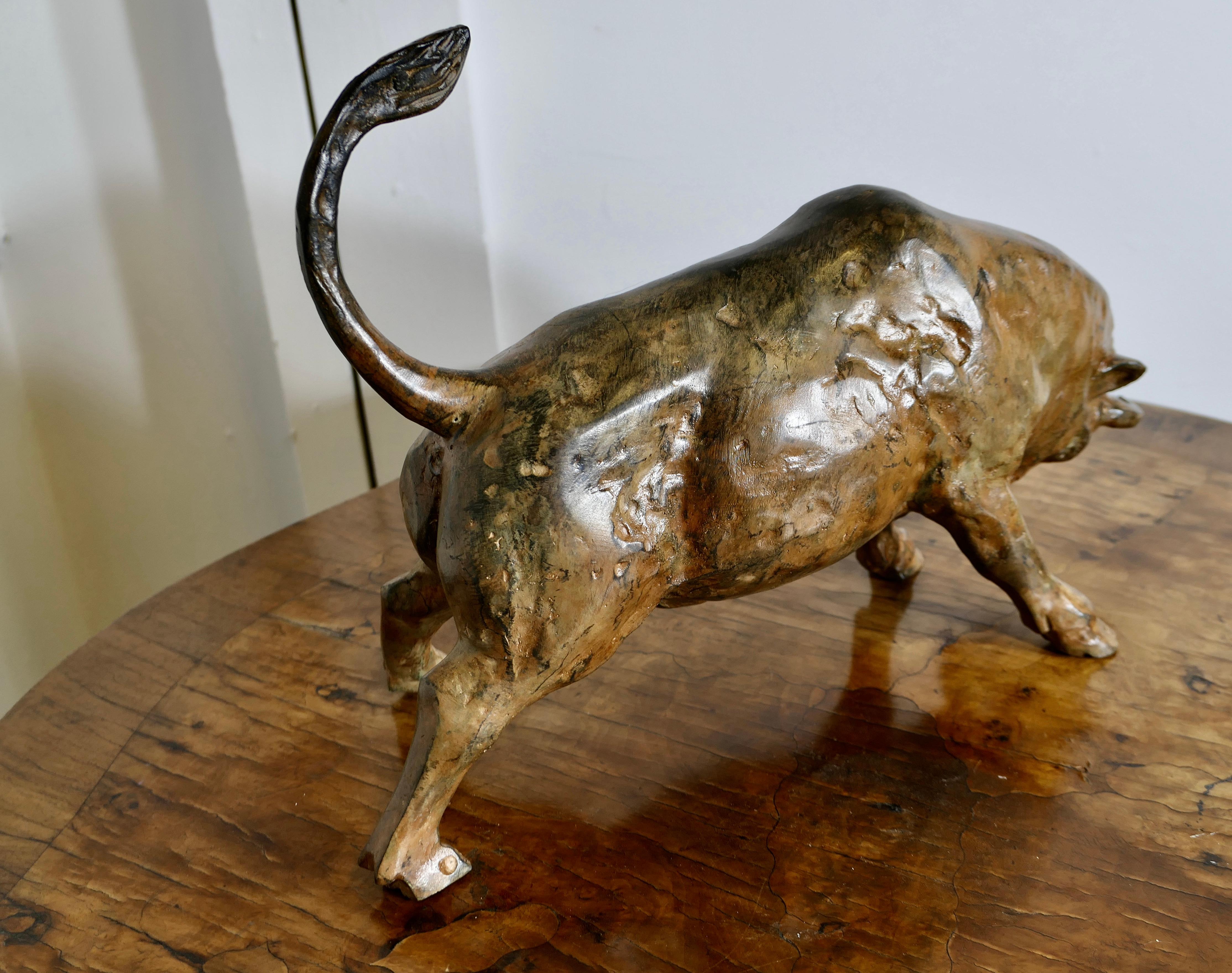 A  Really Beautiful Bronze of a Charging Bull by Pierre Chenet 3