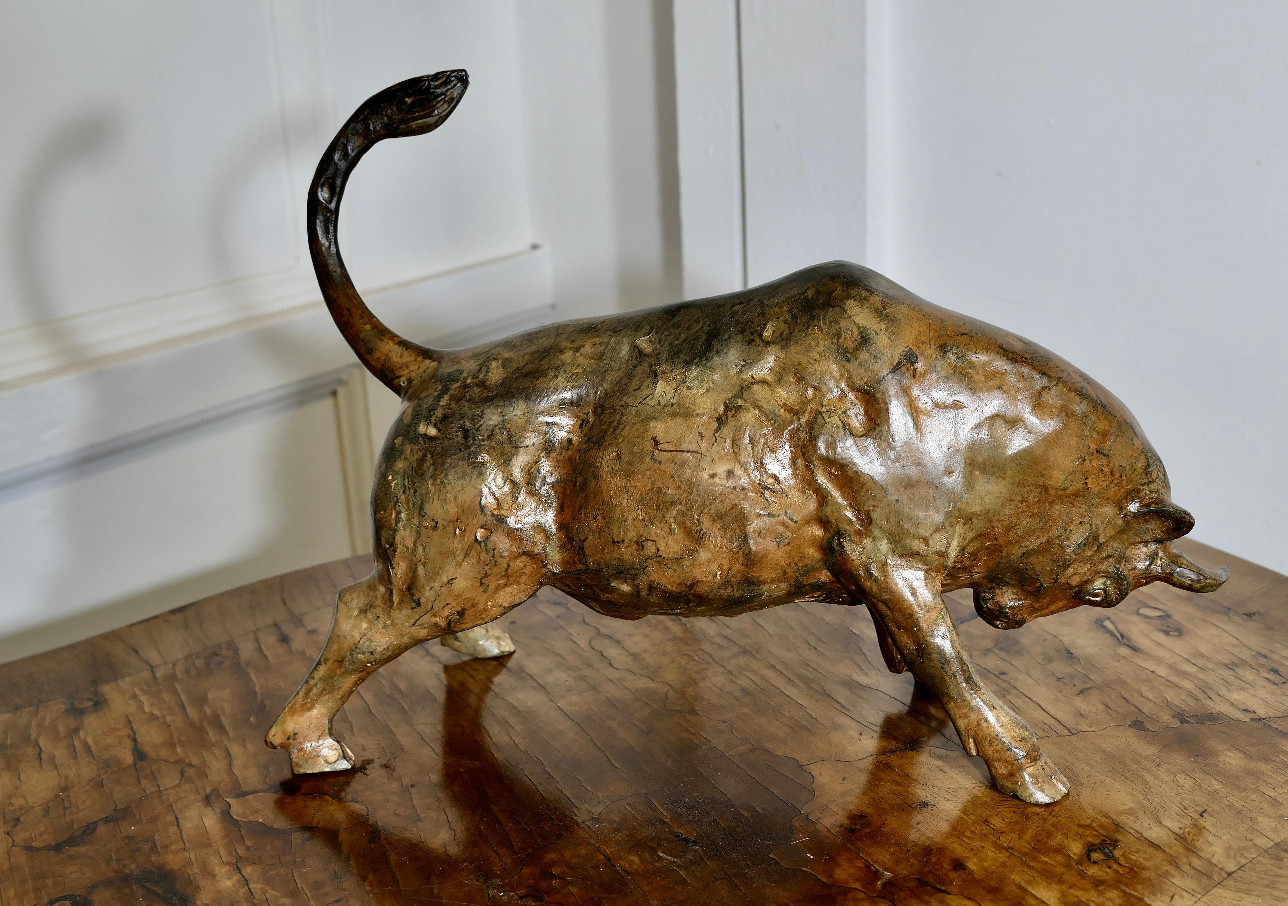 A  Really Beautiful Bronze of a Charging Bull by Pierre Chenet 4