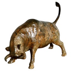 A  Really Beautiful Bronze of a Charging Bull by Pierre Chenet