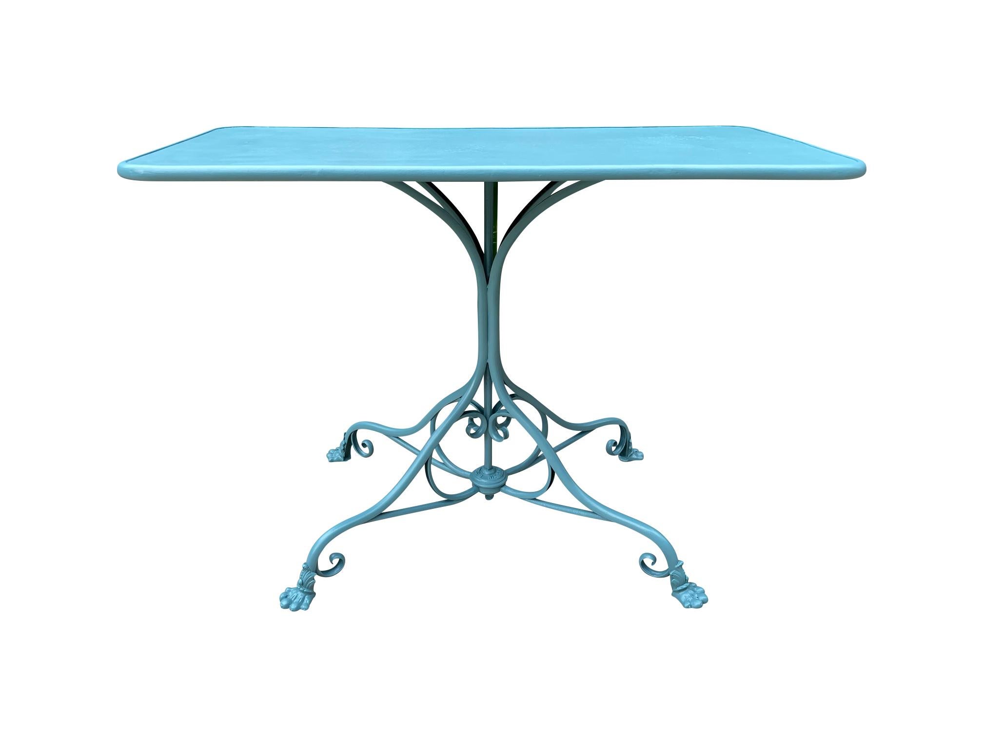 Hand-Crafted Really Lovely Wrought Iron Arras Garden Table For Sale