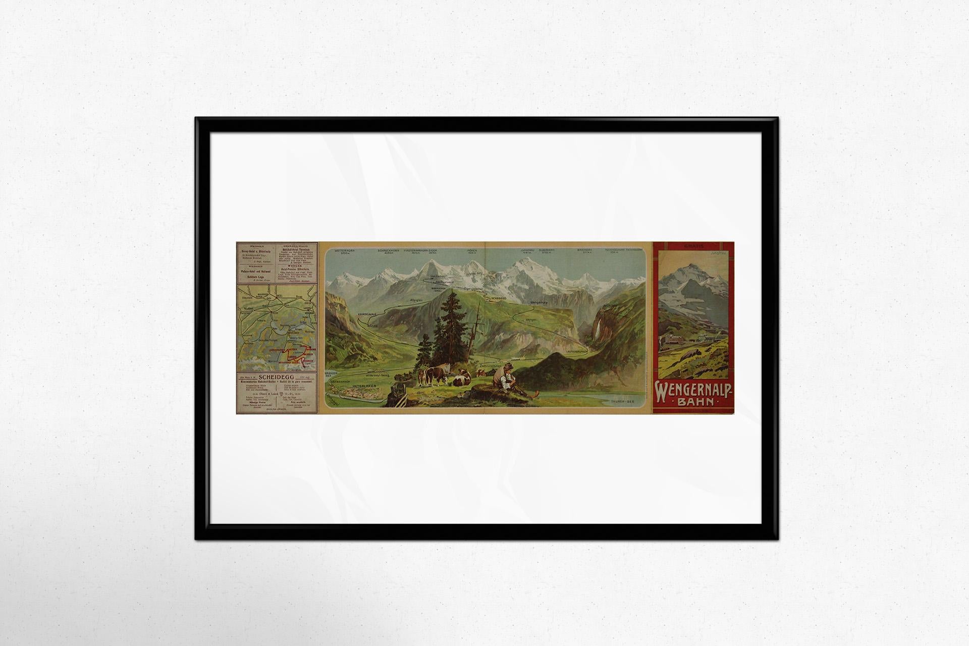 Wengernalp Bahn Jungfrau poster, created by A. Reckziegel around 1910 For Sale 1