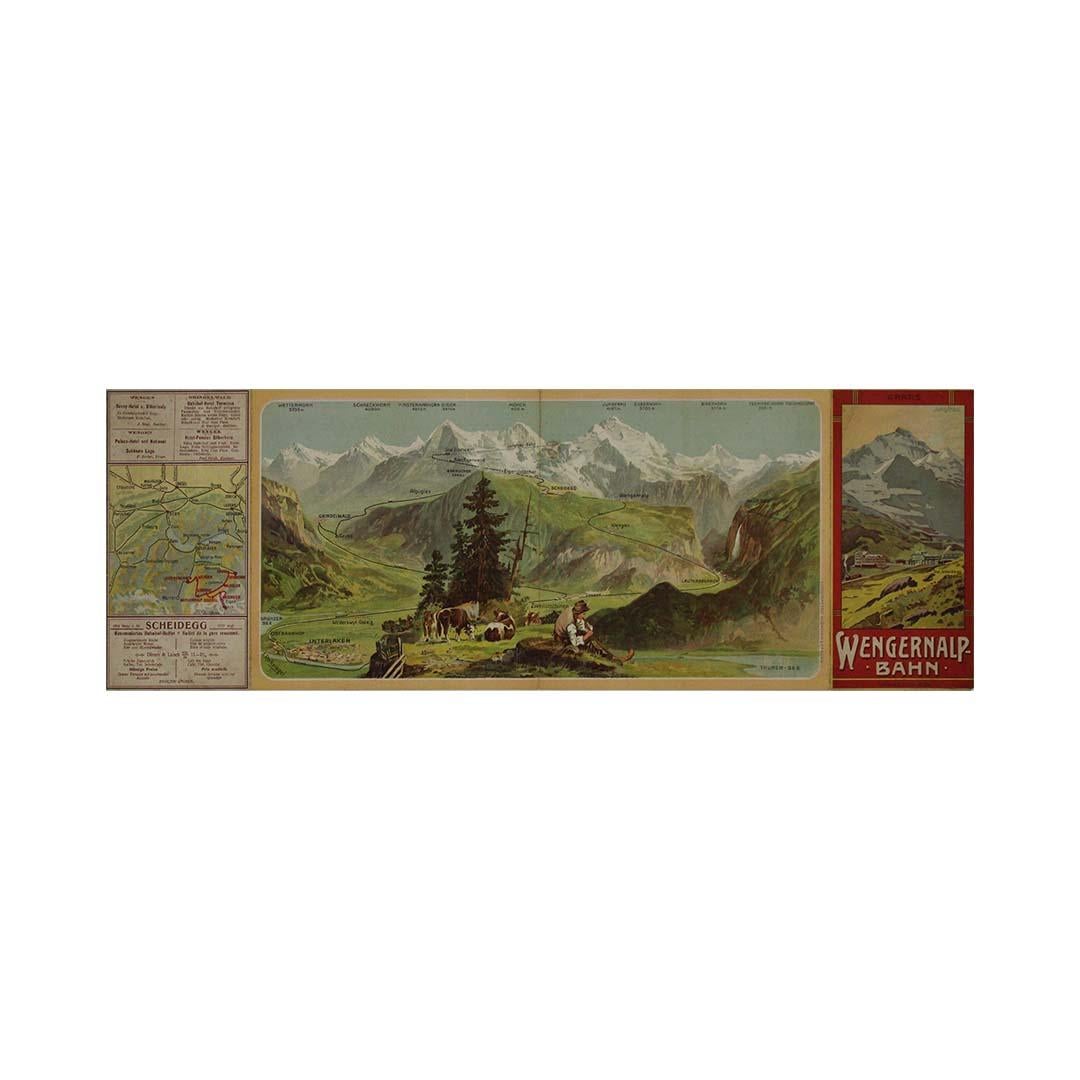 Wengernalp Bahn Jungfrau poster, created by A. Reckziegel around 1910 For Sale 3