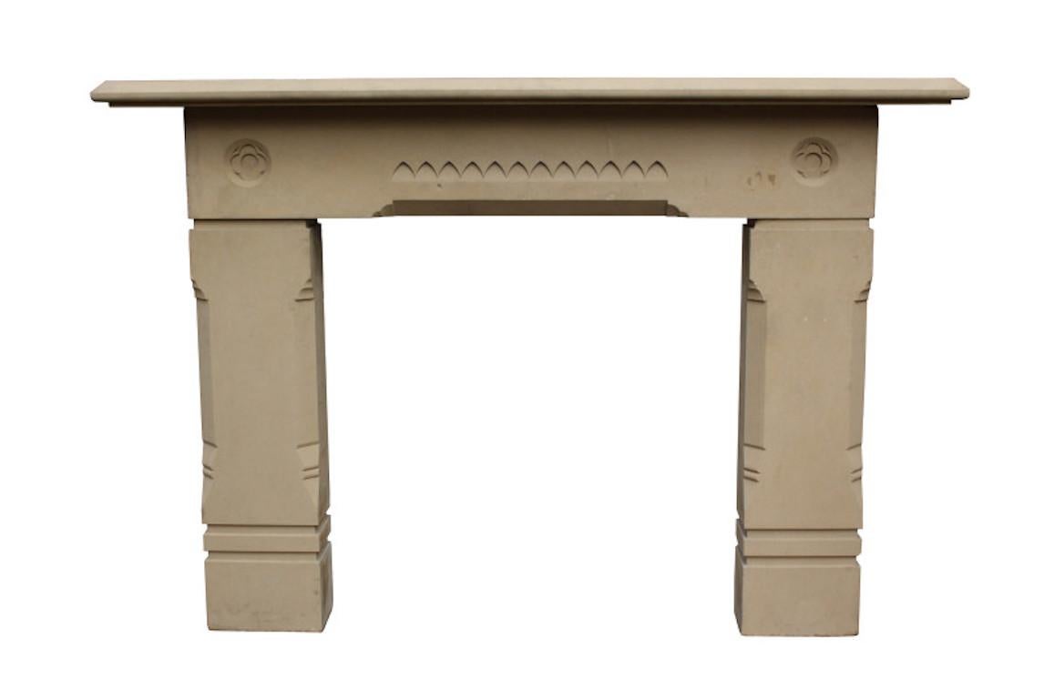 19th Century Reclaimed Antique Carved Stone Fireplace Surround For Sale