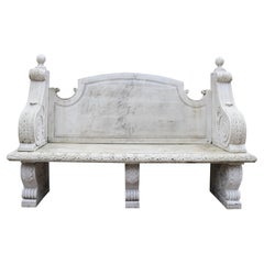 Antique Reclaimed Carved Marble Garden Seat