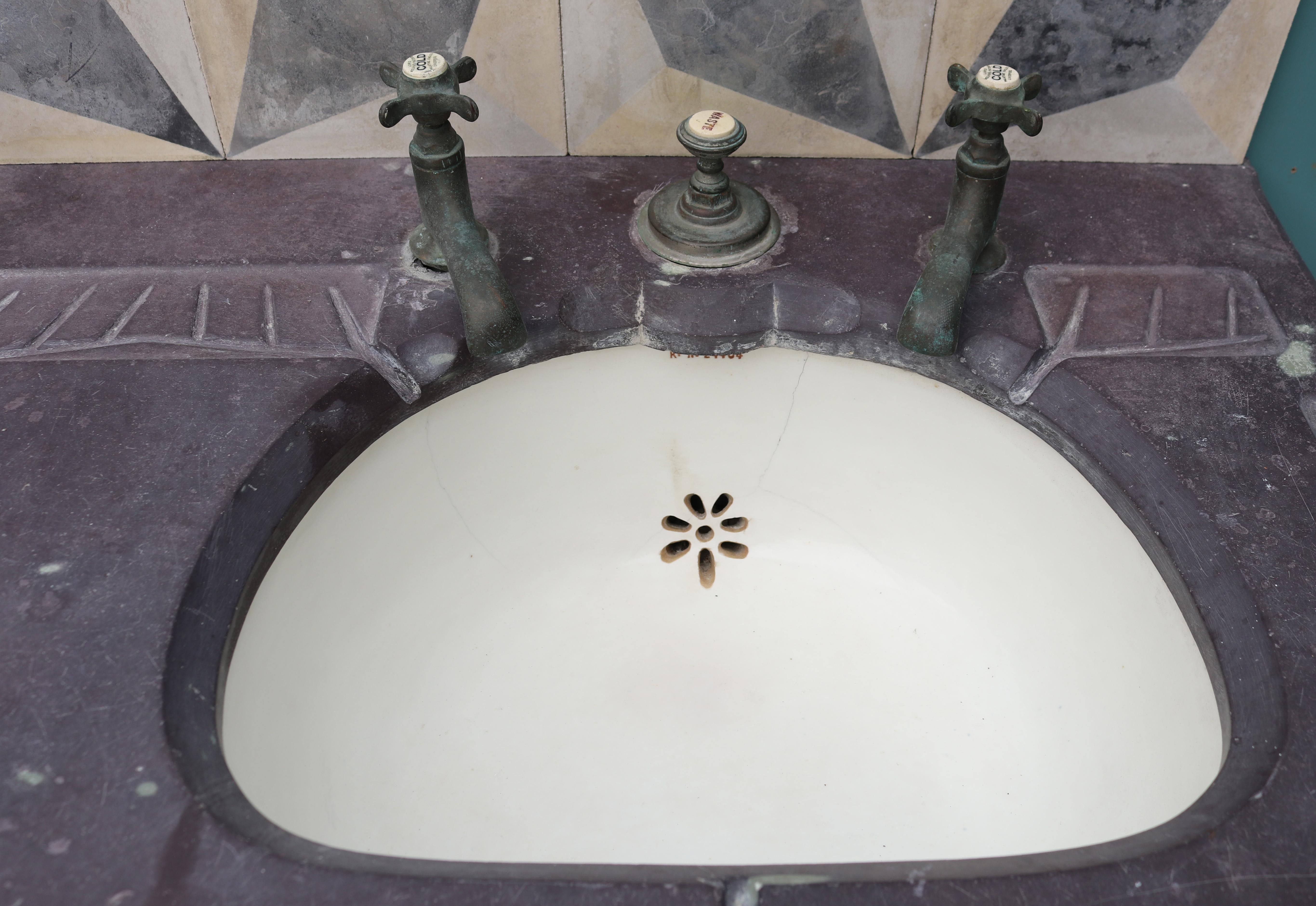 Ceramic Antique Double Basin with Stand For Sale