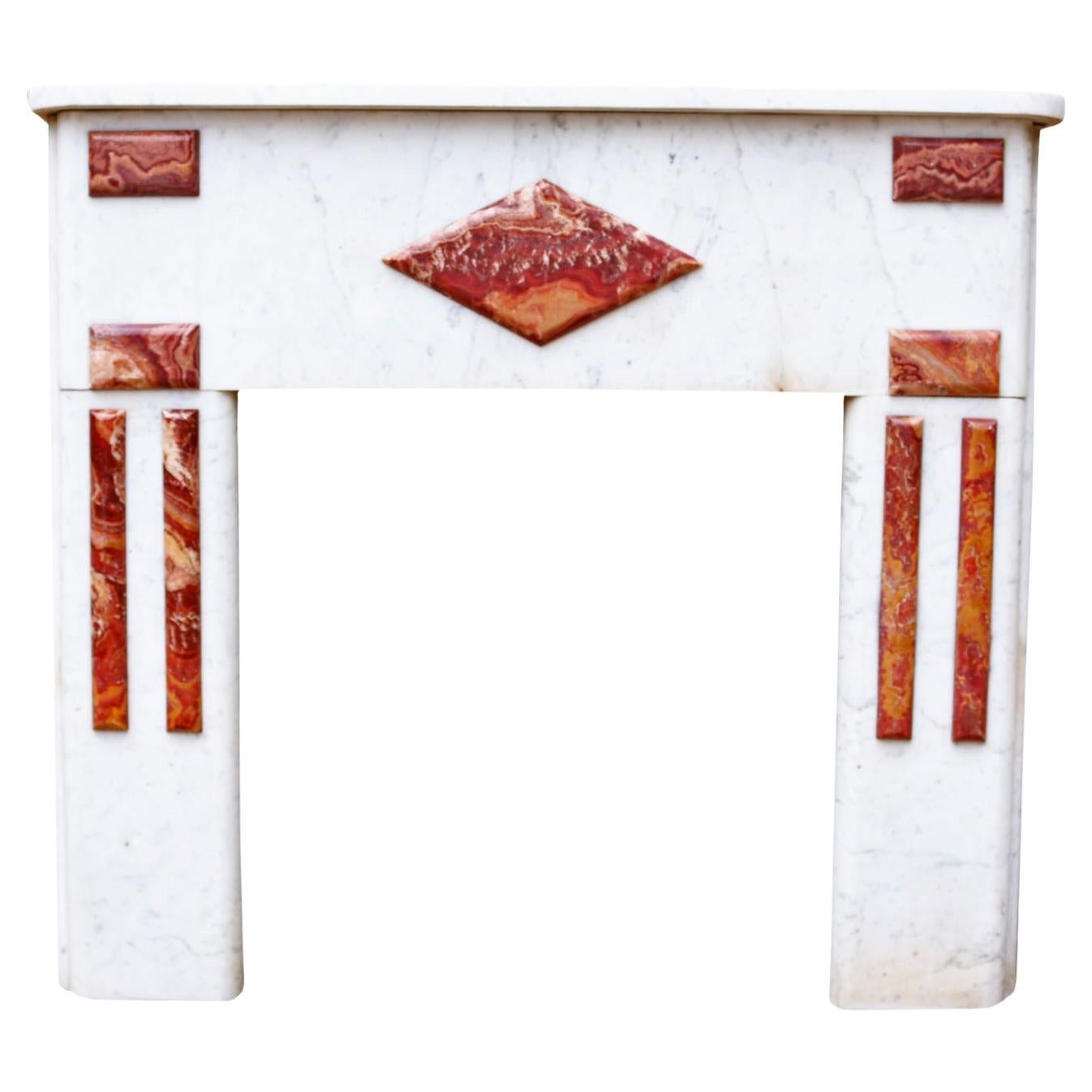 Reclaimed French Carrara Marble Fire Mantel For Sale