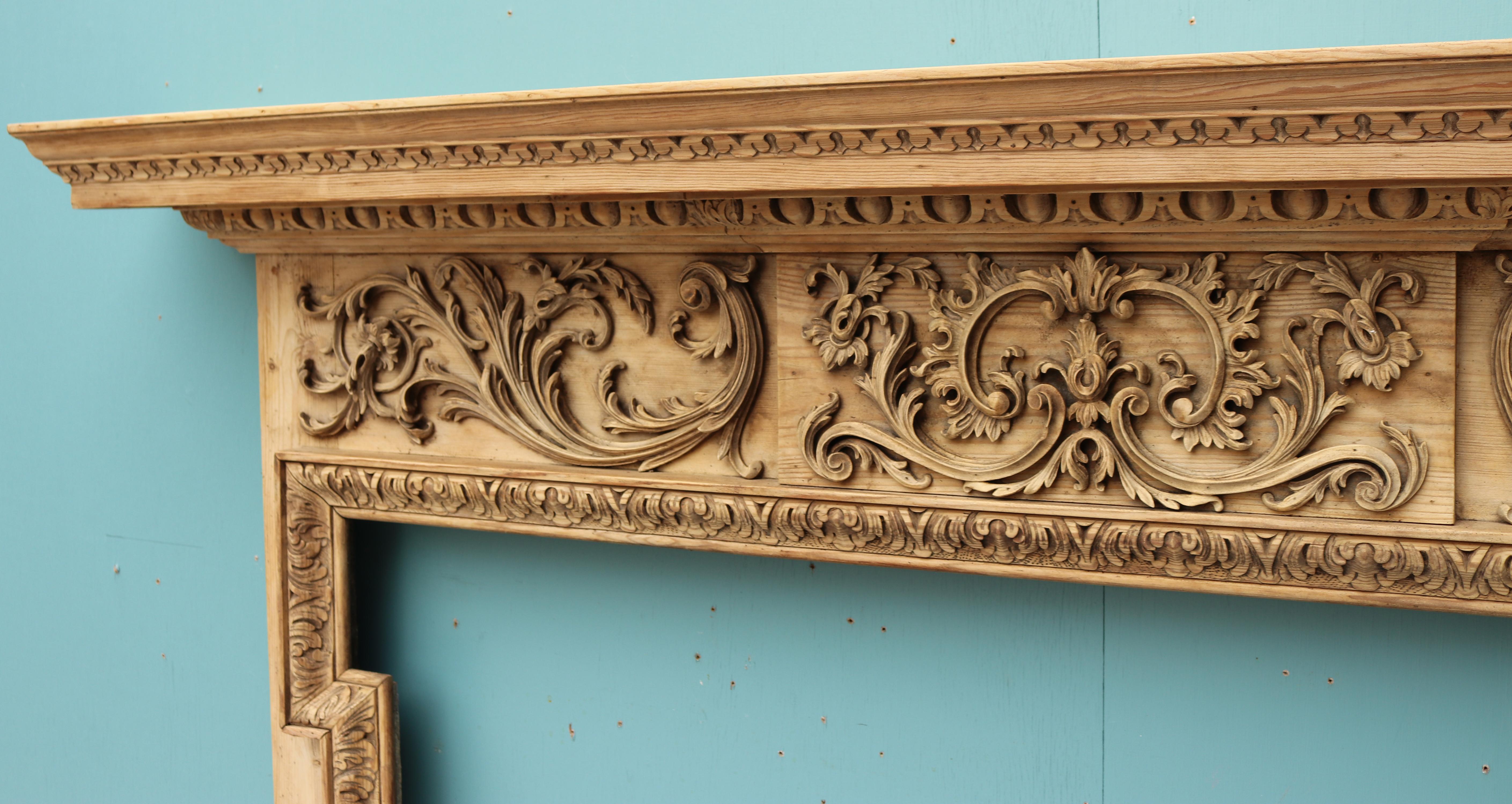A Reclaimed Georgian Style Hand Carved Fireplace In Fair Condition For Sale In Wormelow, Herefordshire